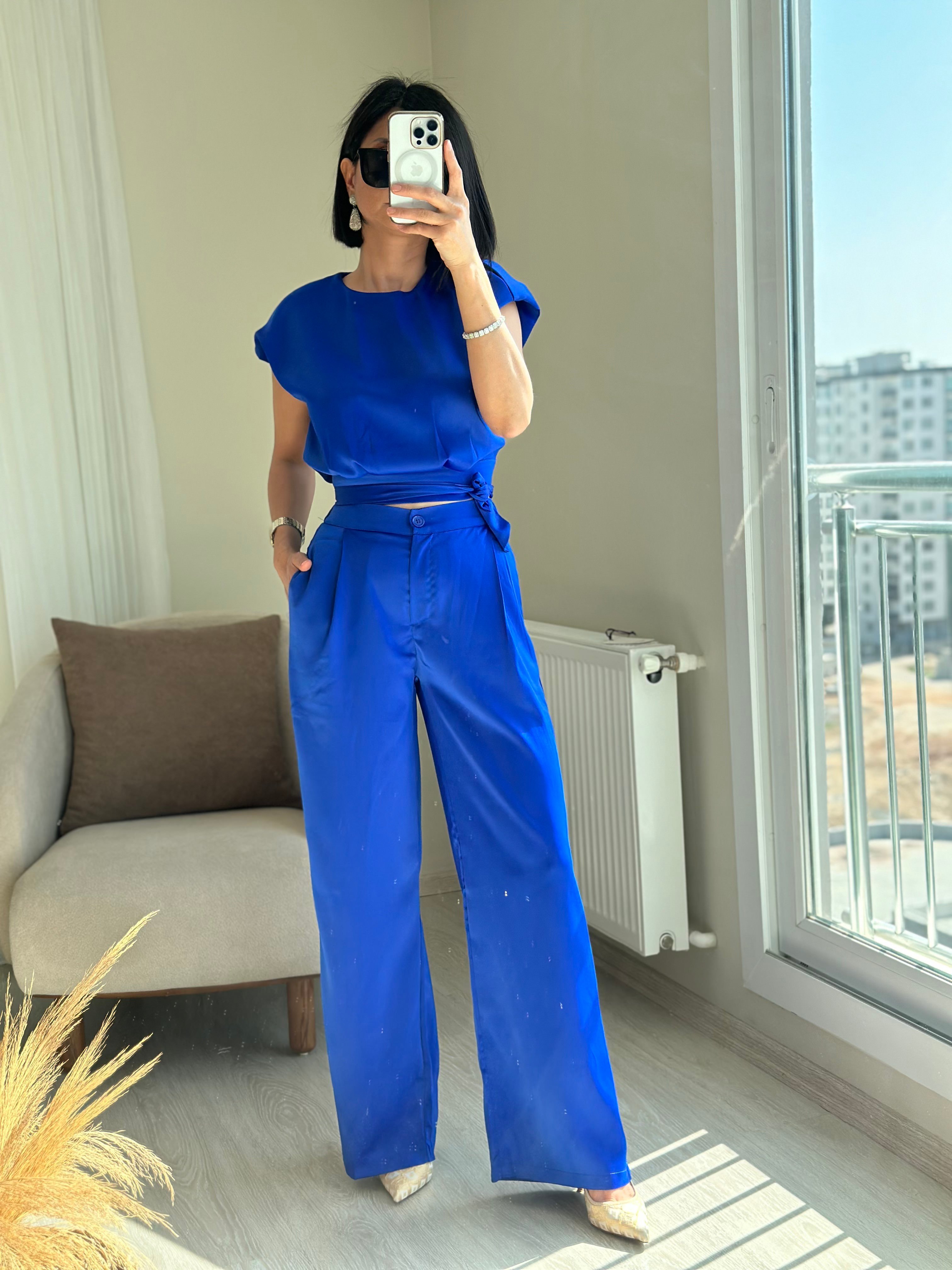 SATEN BLUZ PANTOLON TAKIM