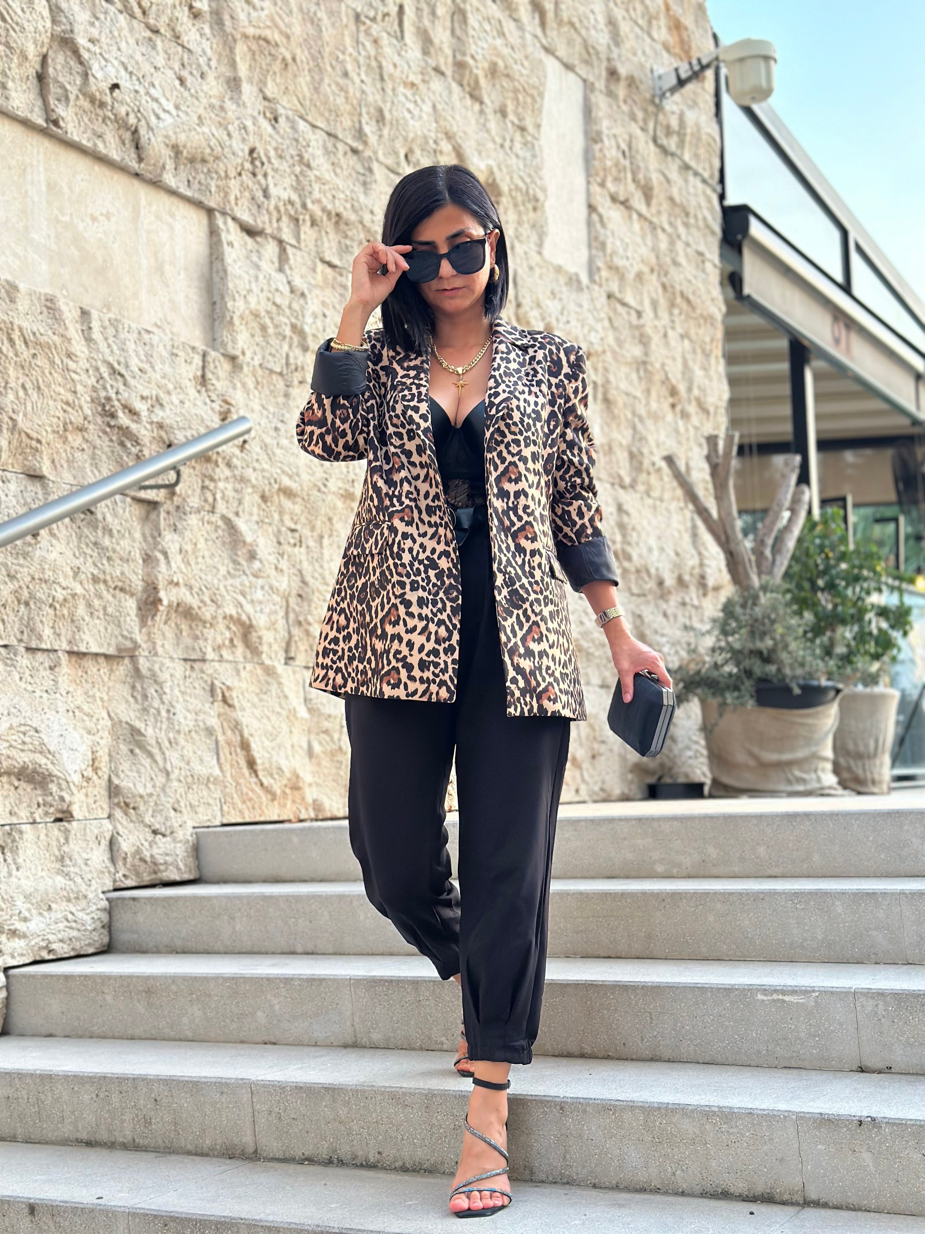 LEOPAR DESEN BLAZER CEKET