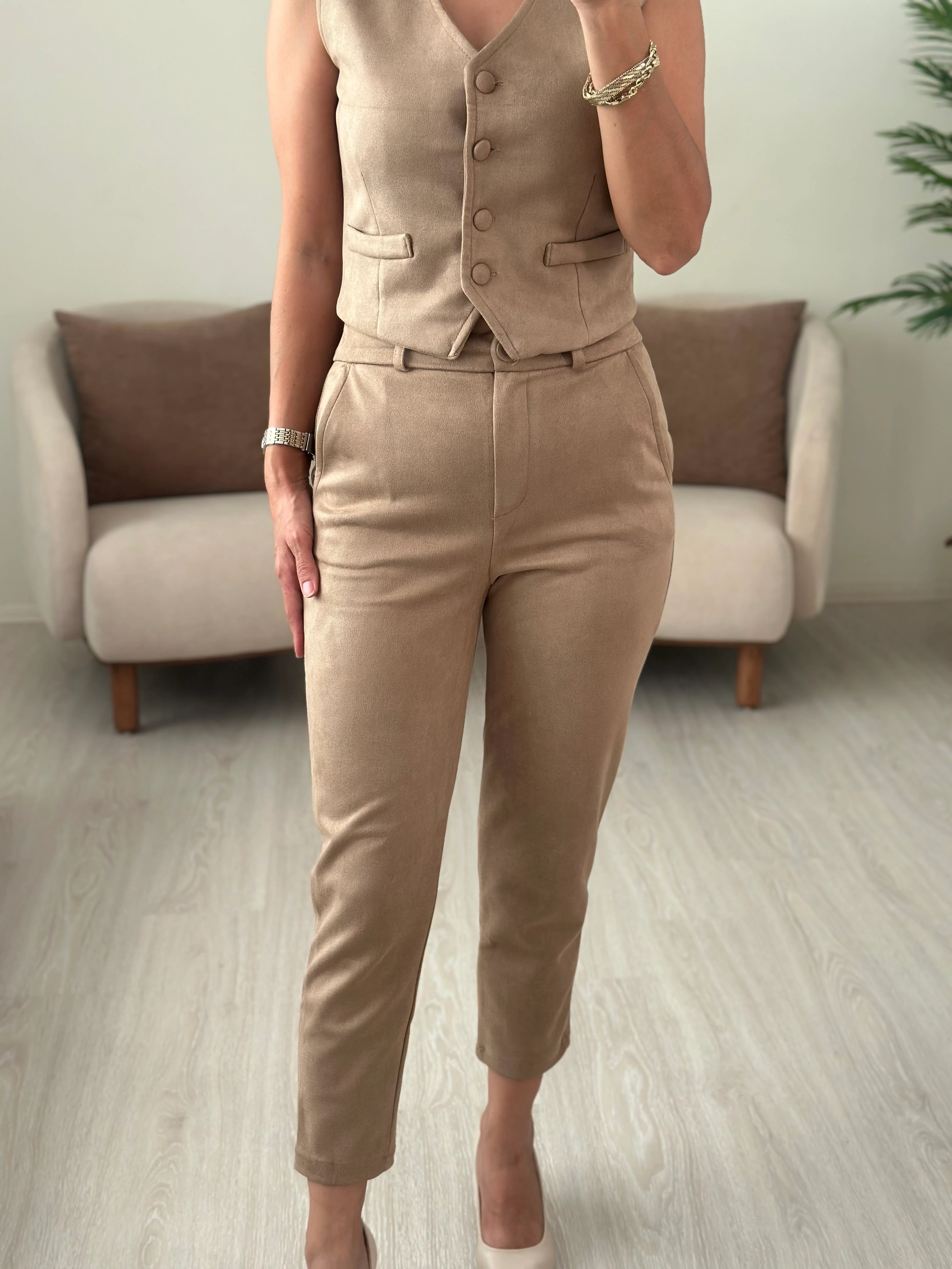 SÜET YELEK PANTOLON TAKIM