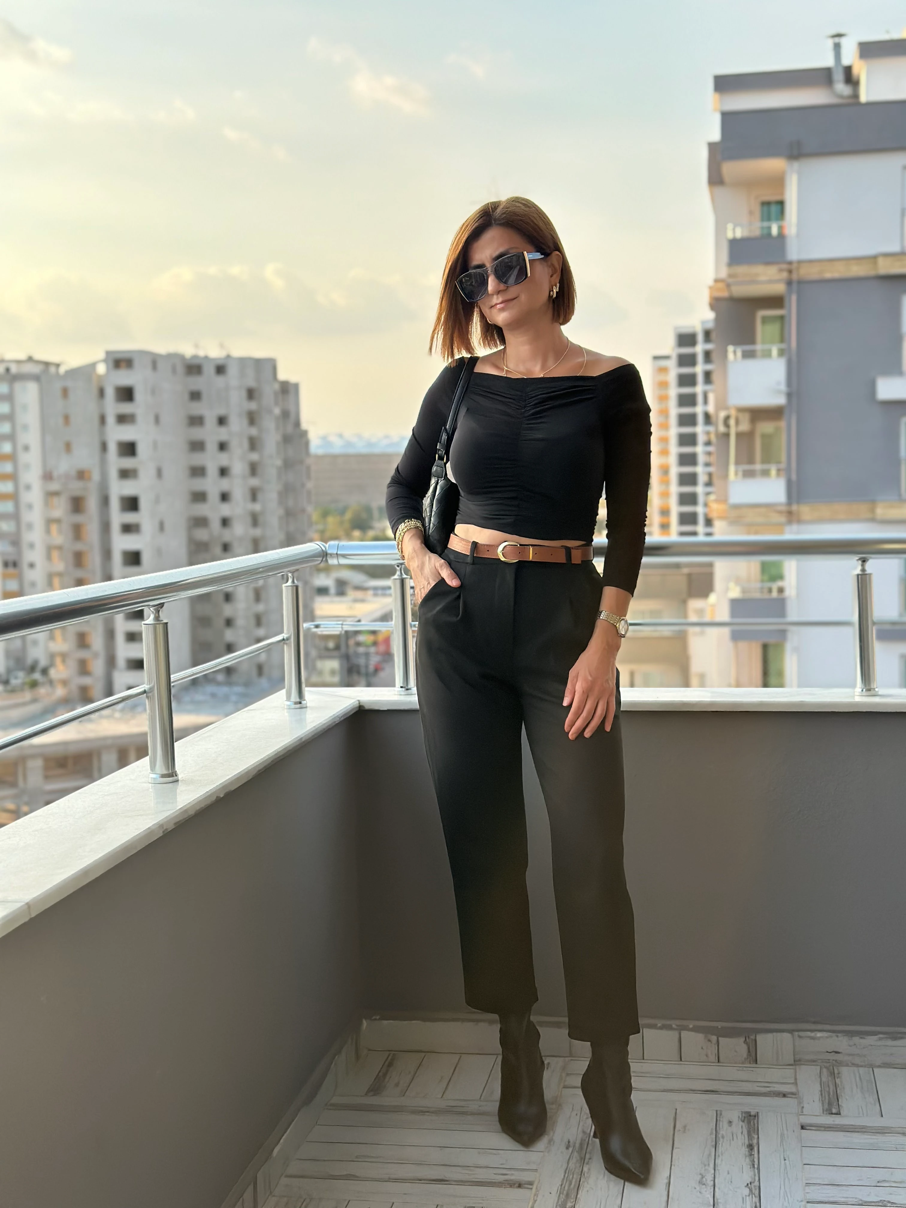 KEMERLİ SÜET PANTOLON - siyah