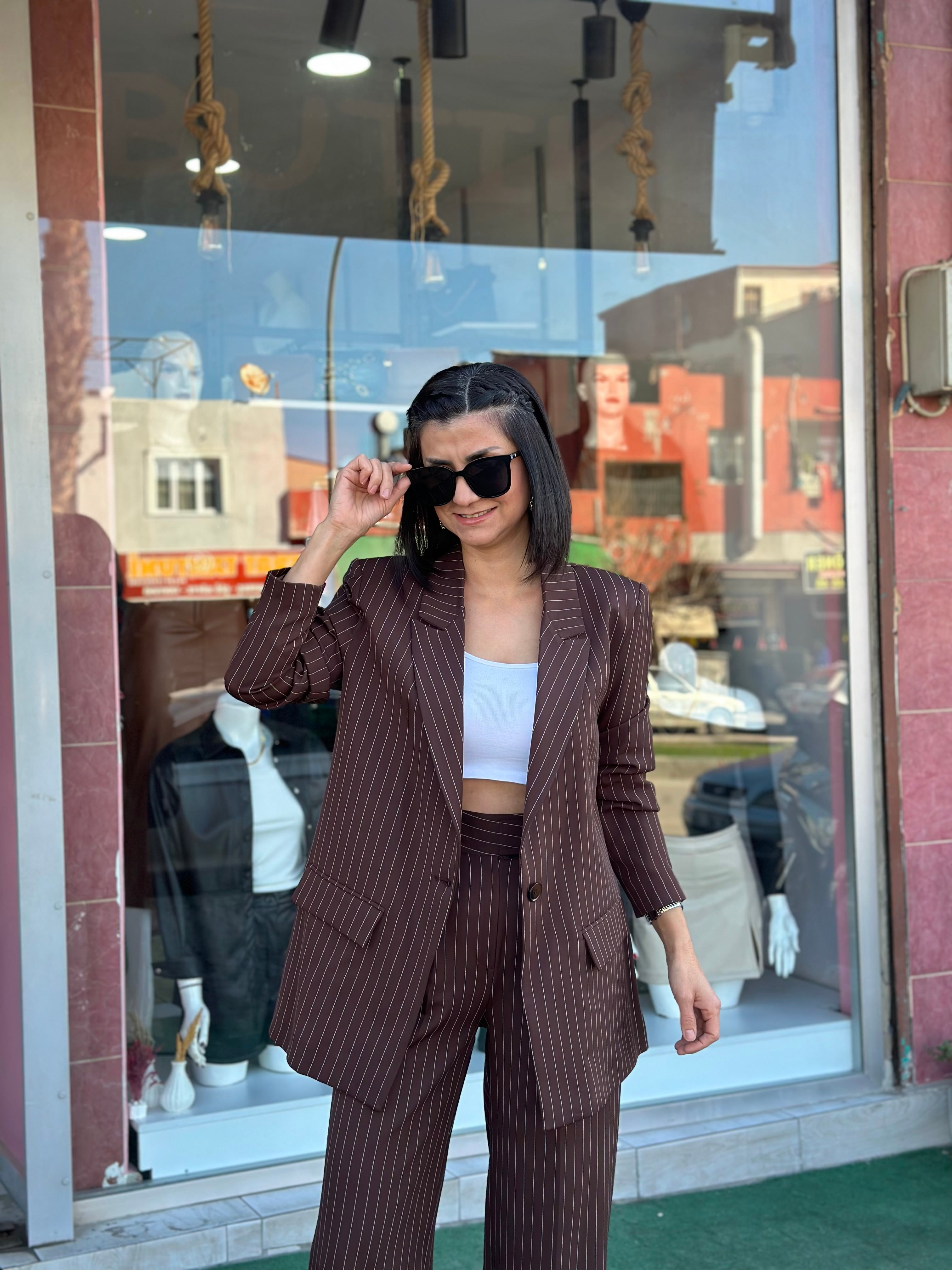 ÇİZGİLİ BLAZER CEKET TAKIM