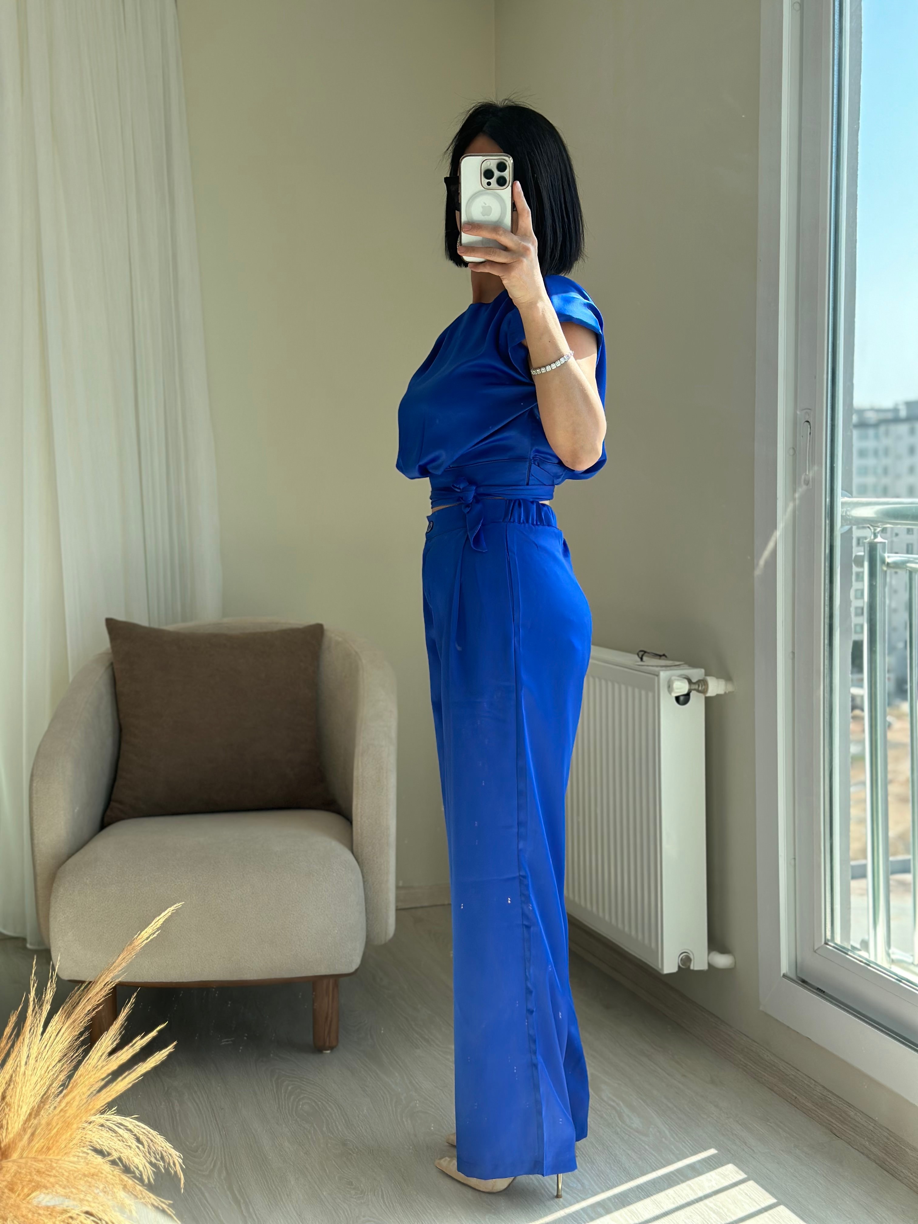 SATEN BLUZ PANTOLON TAKIM