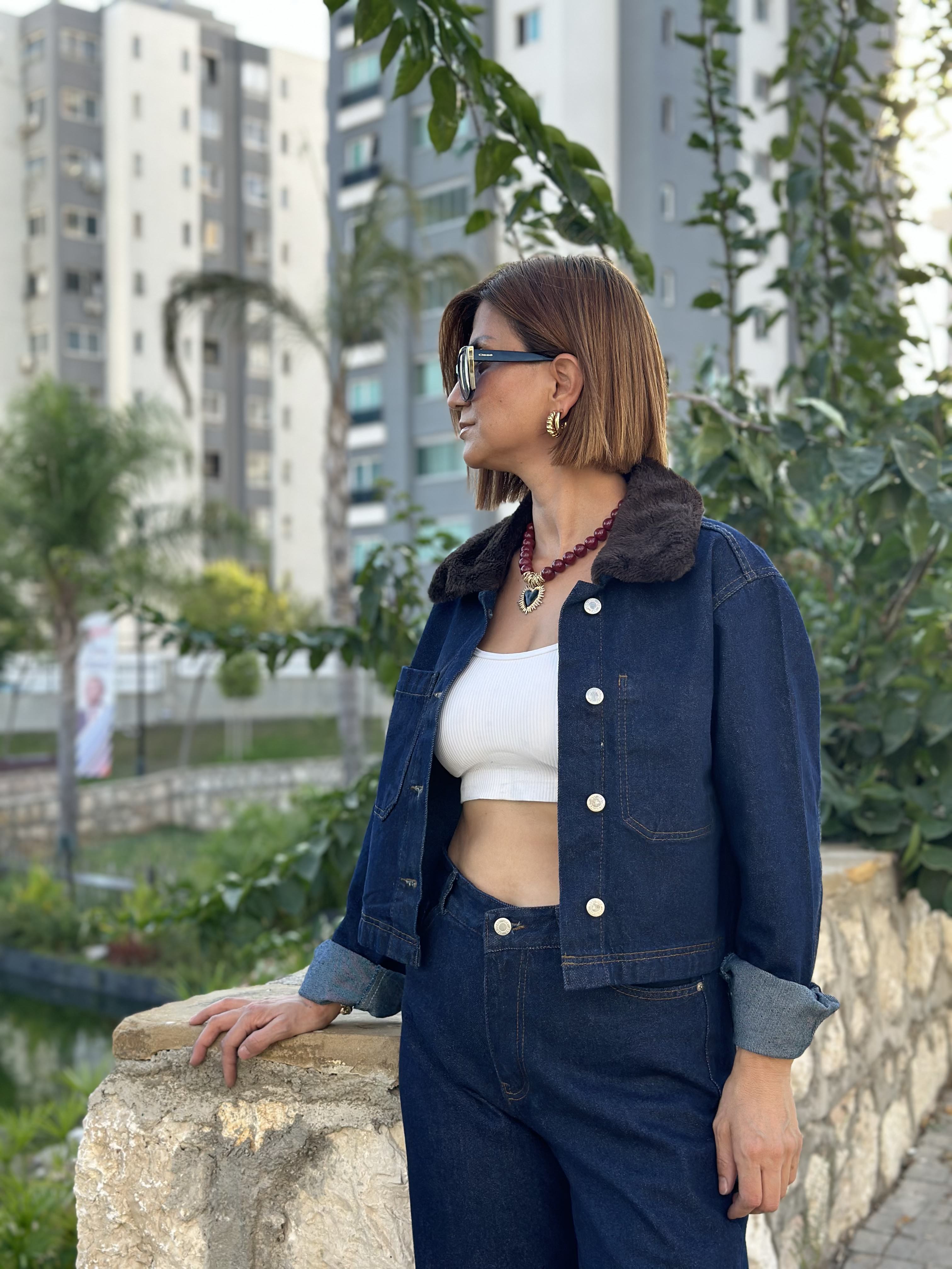 YAKASI KÜRKLÜ KOT CEKET PANTOLON TAKIM
