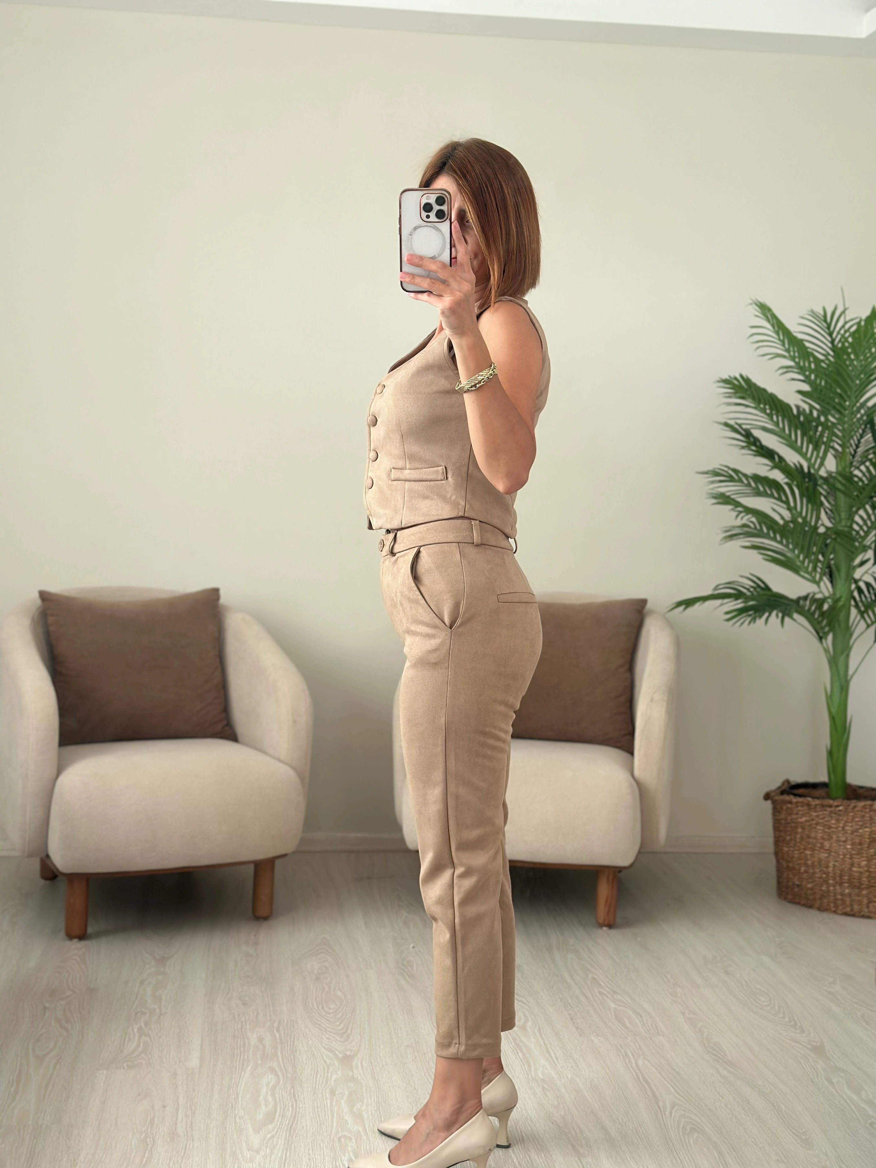 SÜET YELEK PANTOLON TAKIM