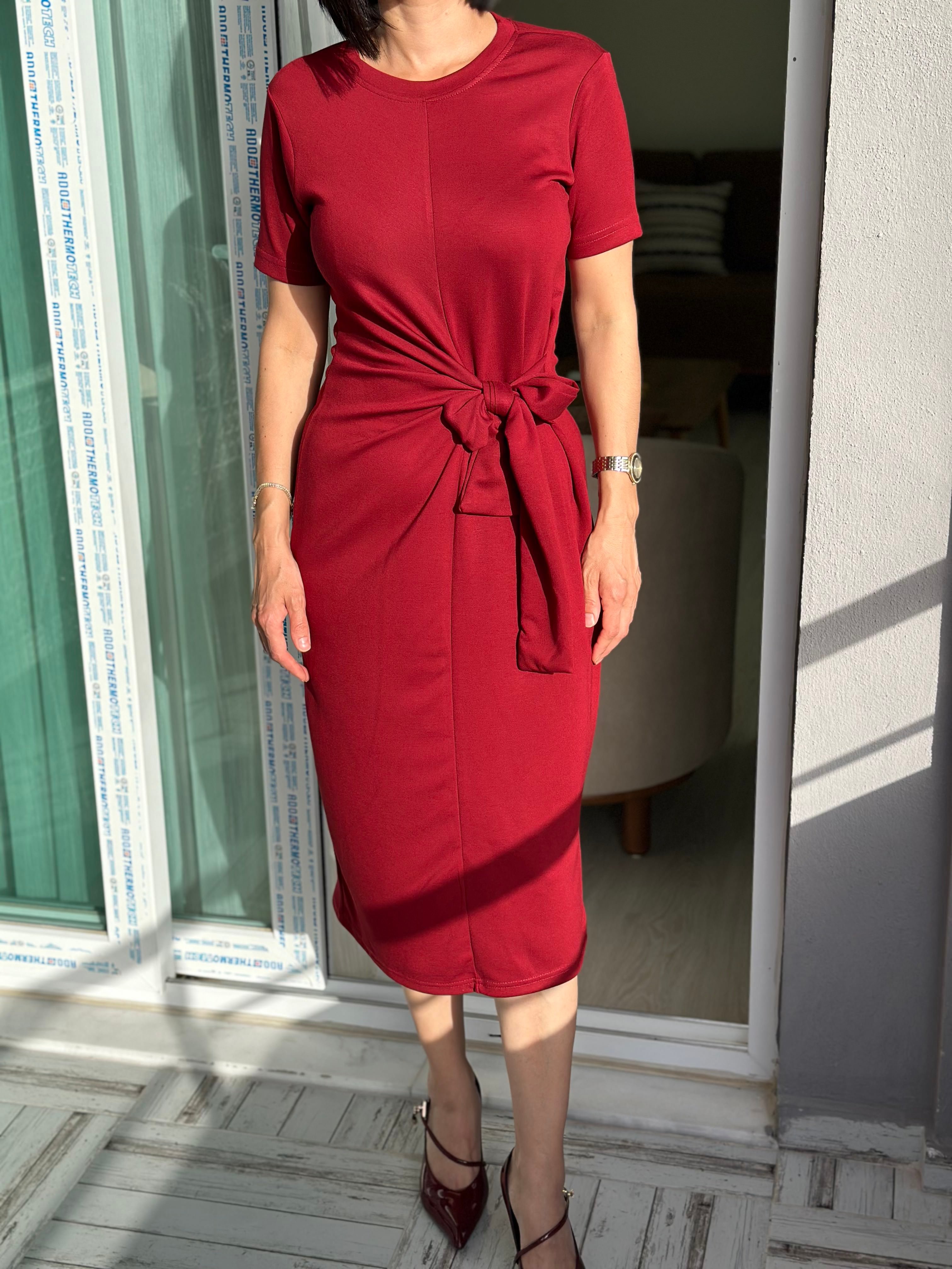 BAĞLAMALI MİDİ ELBİSE