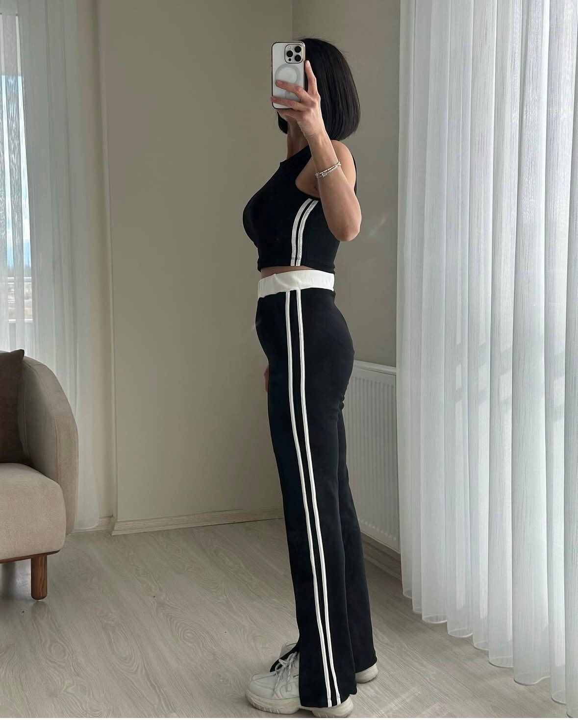 YANI ŞERİTLİ PANTOLON CROP TAKIM