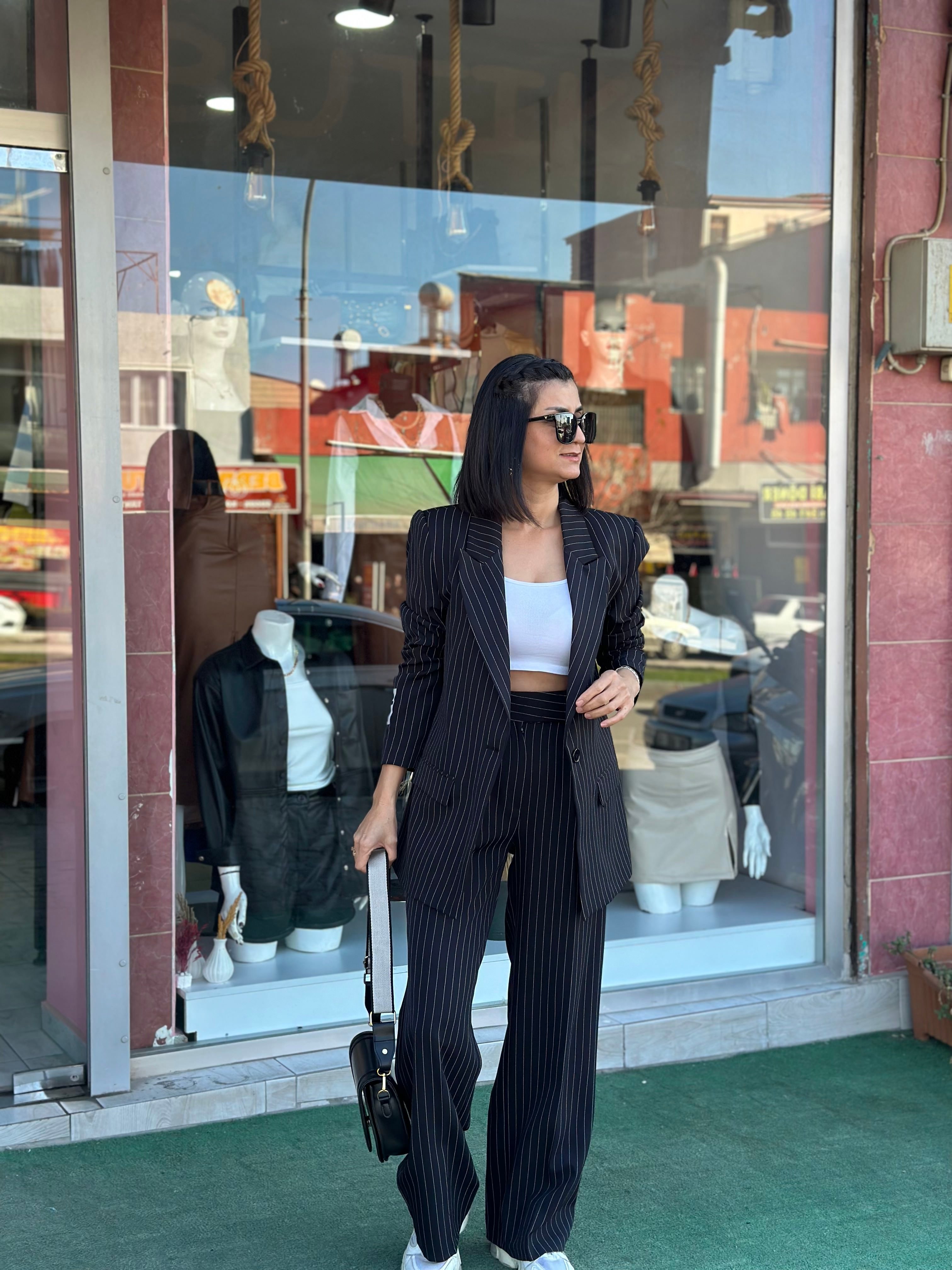 ÇİZGİLİ BLAZER CEKET TAKIM