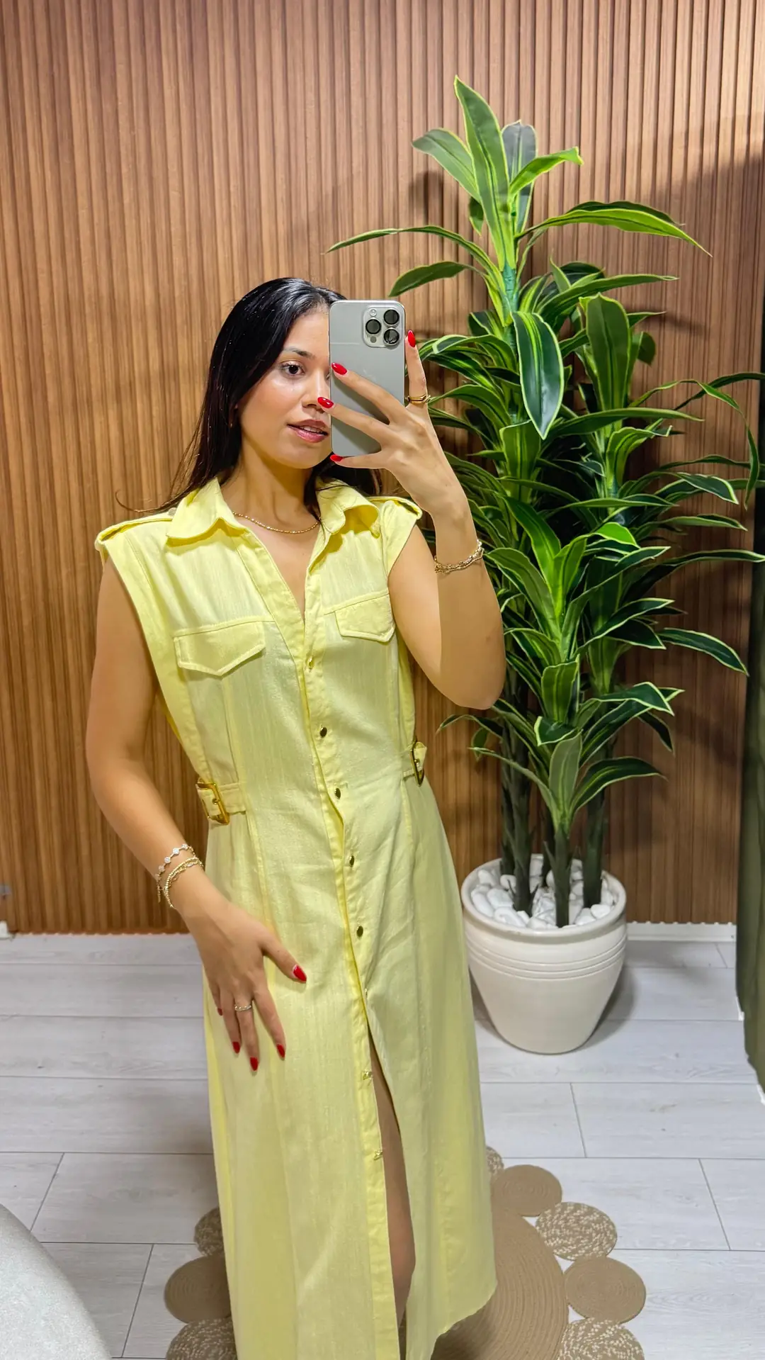 Loverson™ Nefertiti Maxi Elbise - Limon main image 0