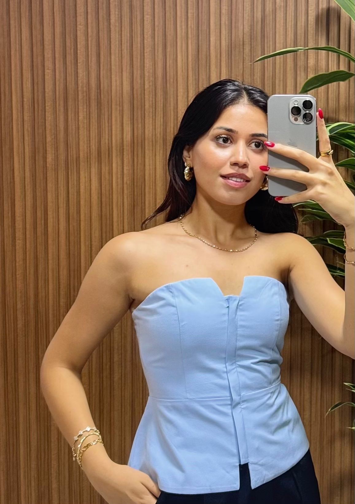 Kalp Yaka Straplez Bebe Mavi Bustier