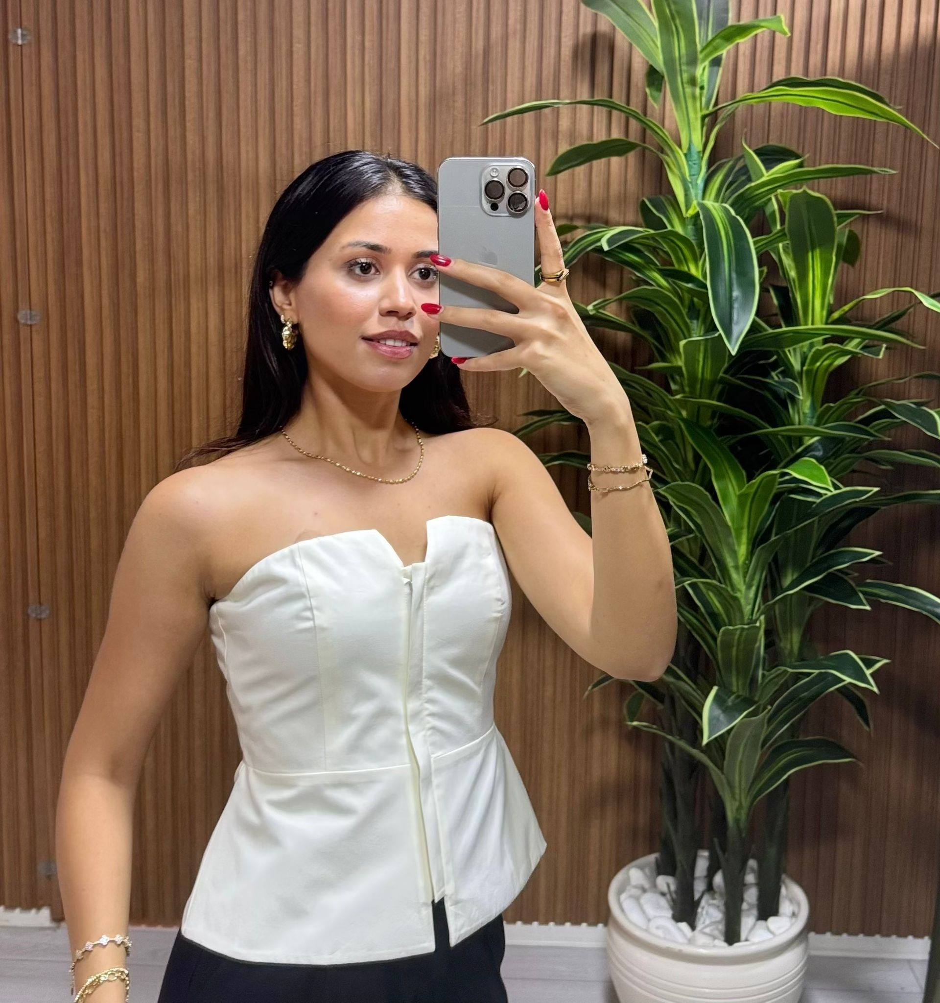 Kalp Yaka Straplez Ekru Bustier