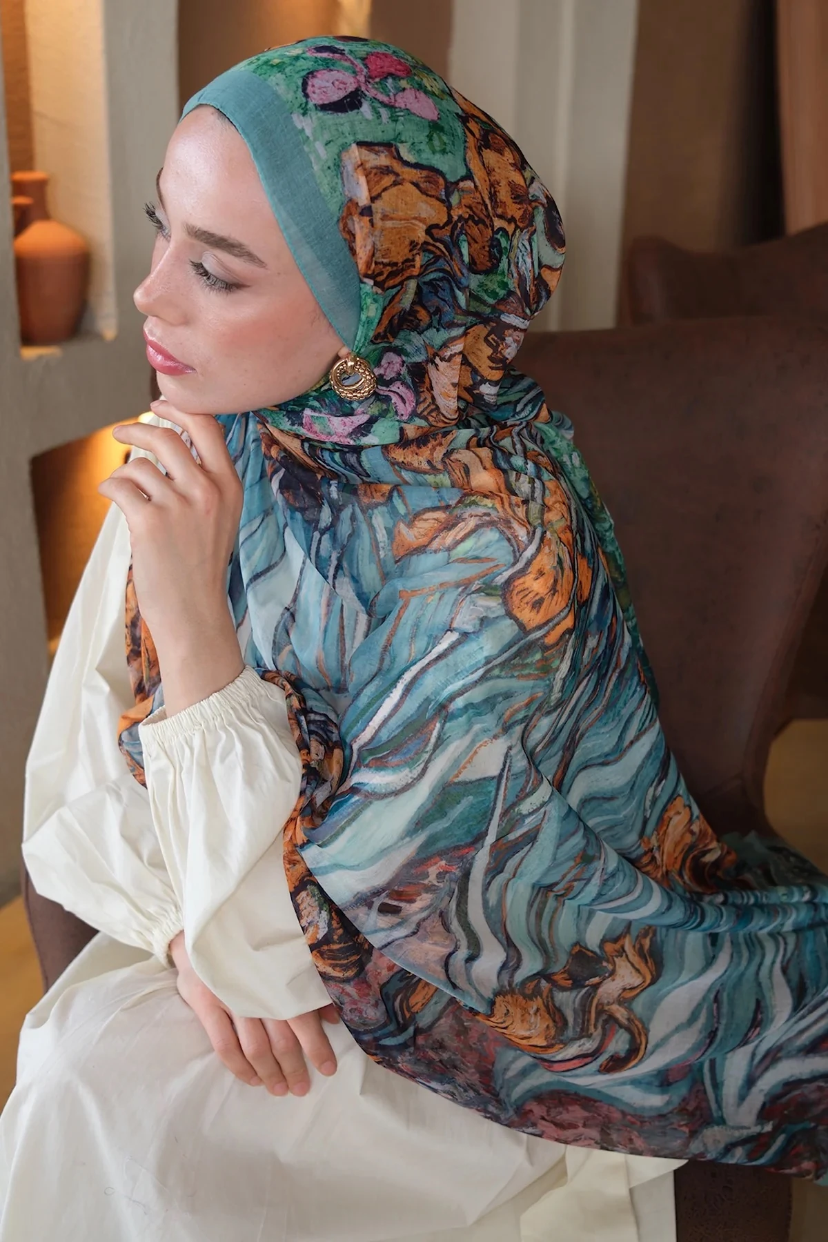 Azalea %100 Pamuk Şal Yeşil