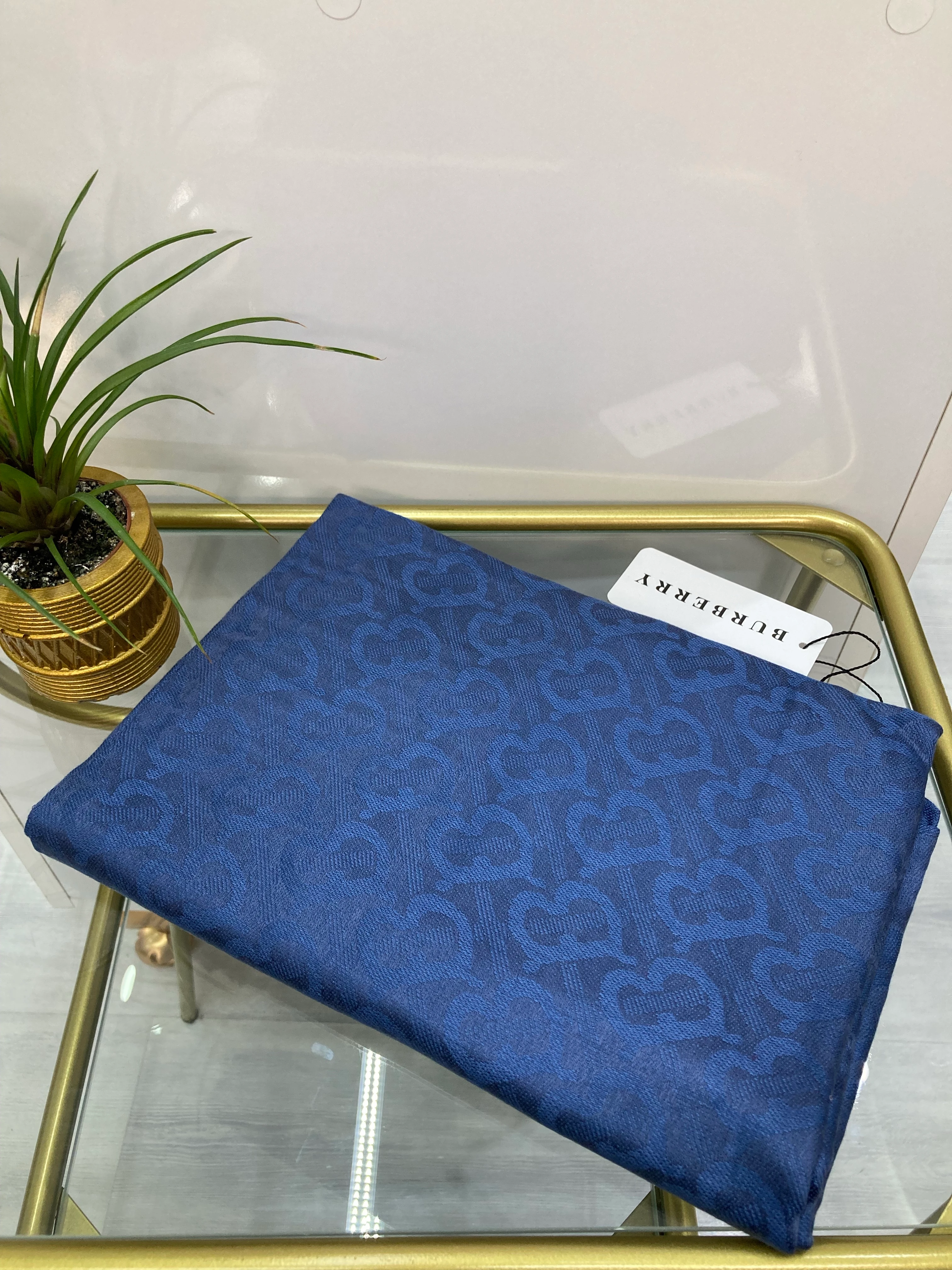 B Desen Kaşmir İpek Şal İndigo