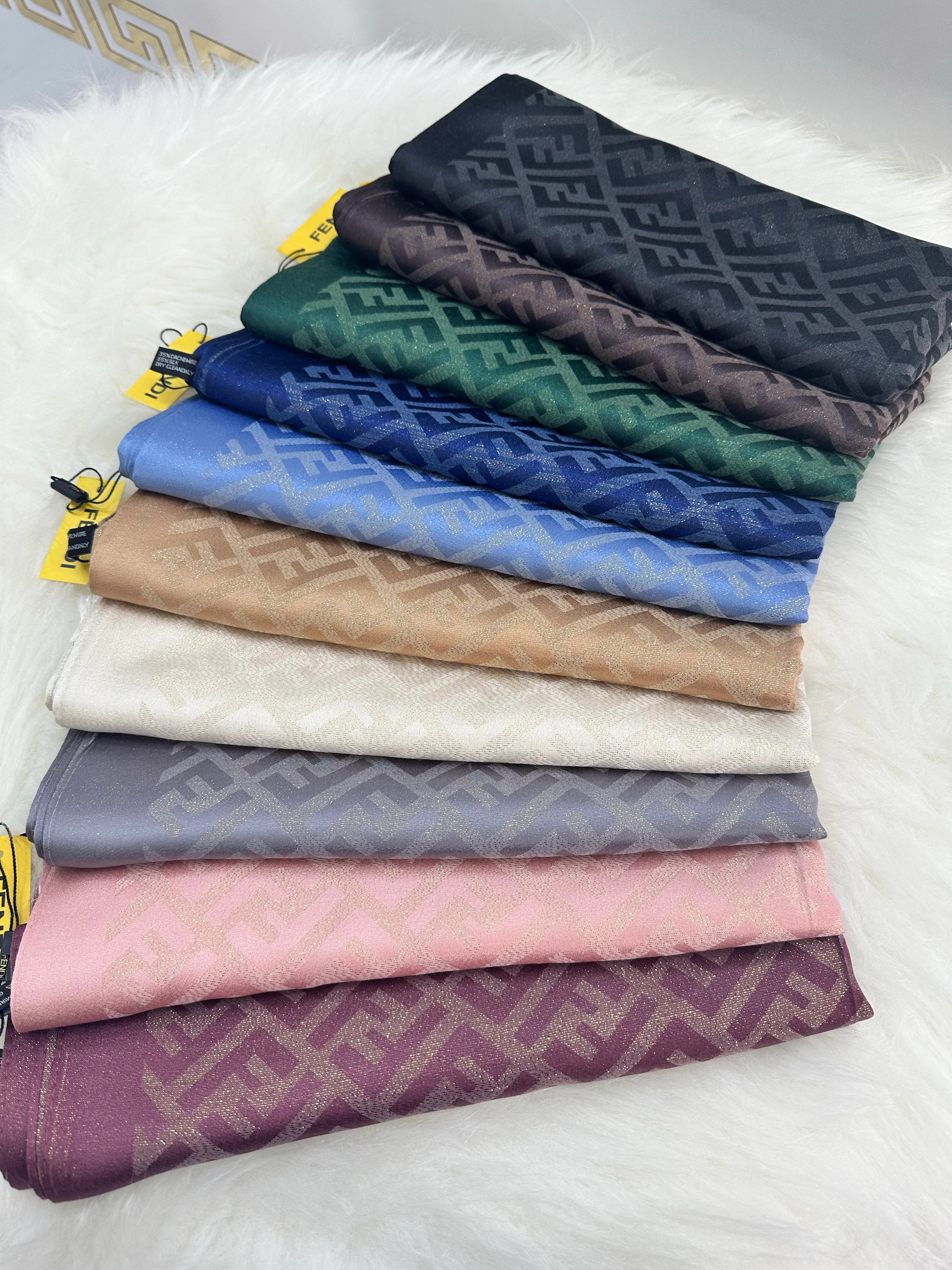 F Desen Simli İpek Şal Acı Kahve