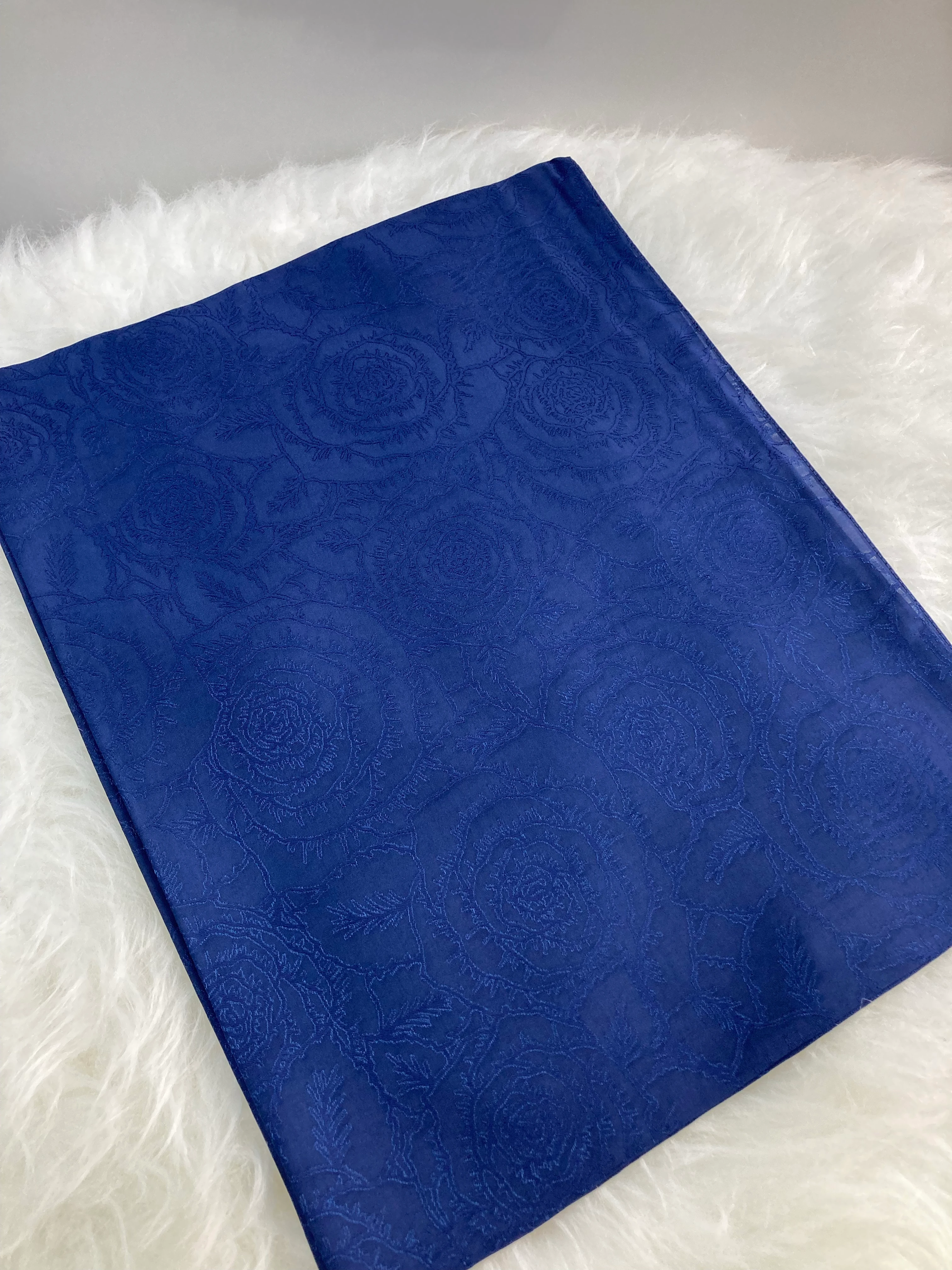 Rose İpek Dokuma Şal Lacivert