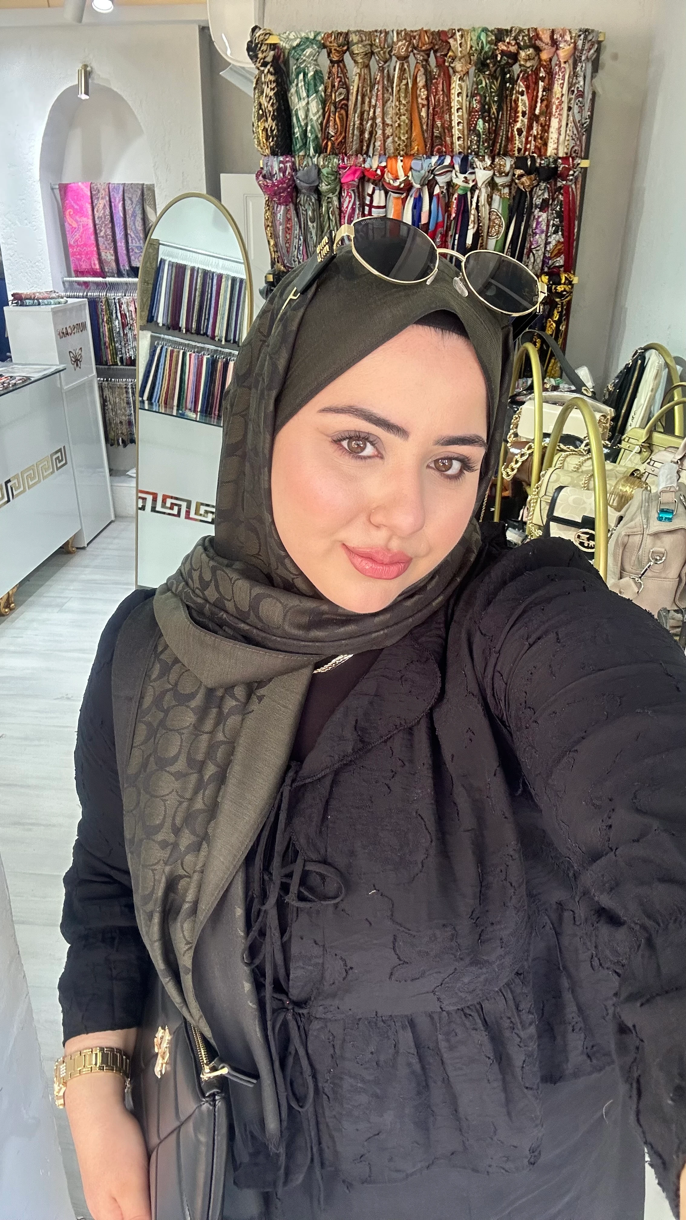 C Desen Yün İpek Şal Yeşil 