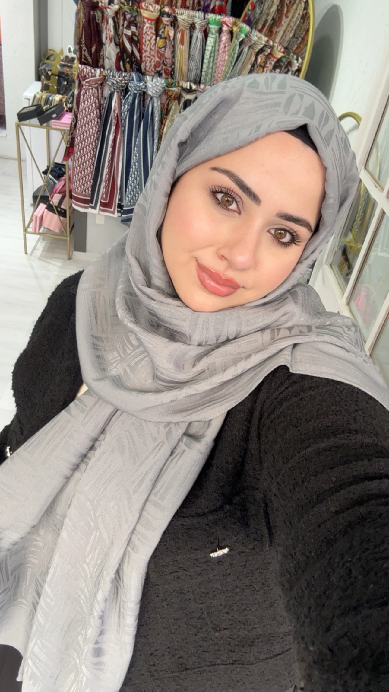 Noura Naia Pamuk Şal Koyu Gri 