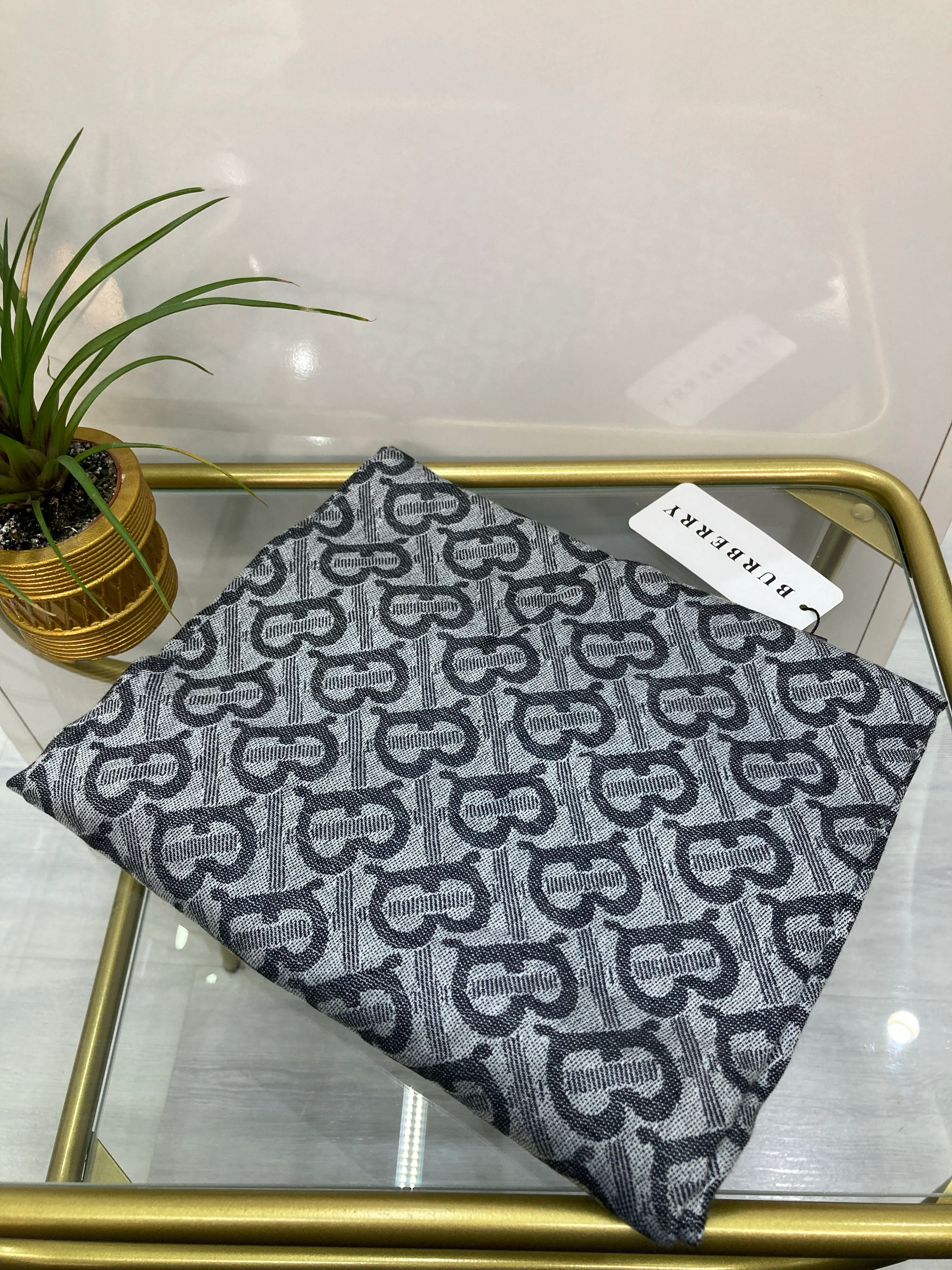 B Desen Kaşmir İpek Şal Gri