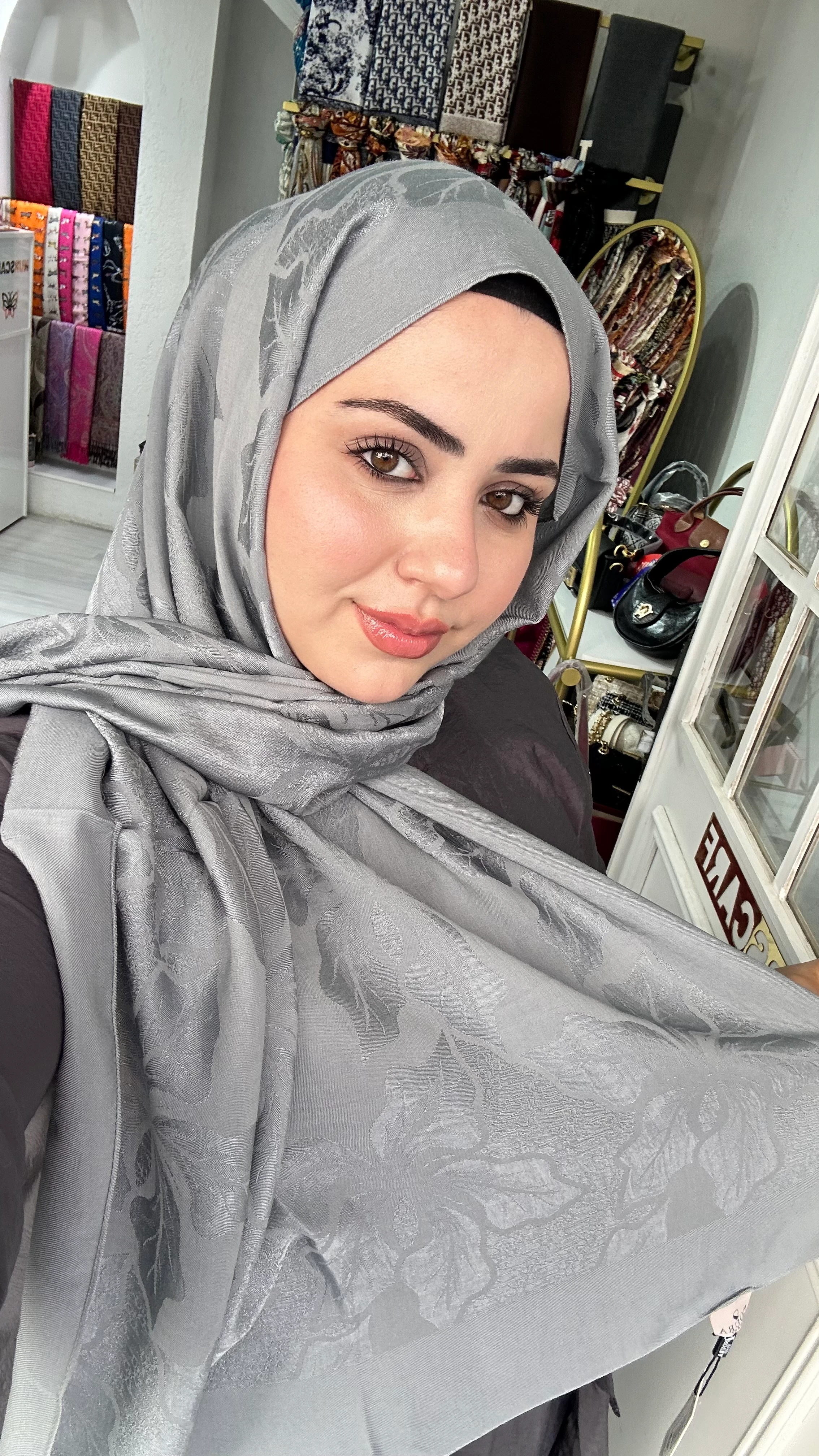 Noura Naia Pamuk Adel Şal Koyu Gri 