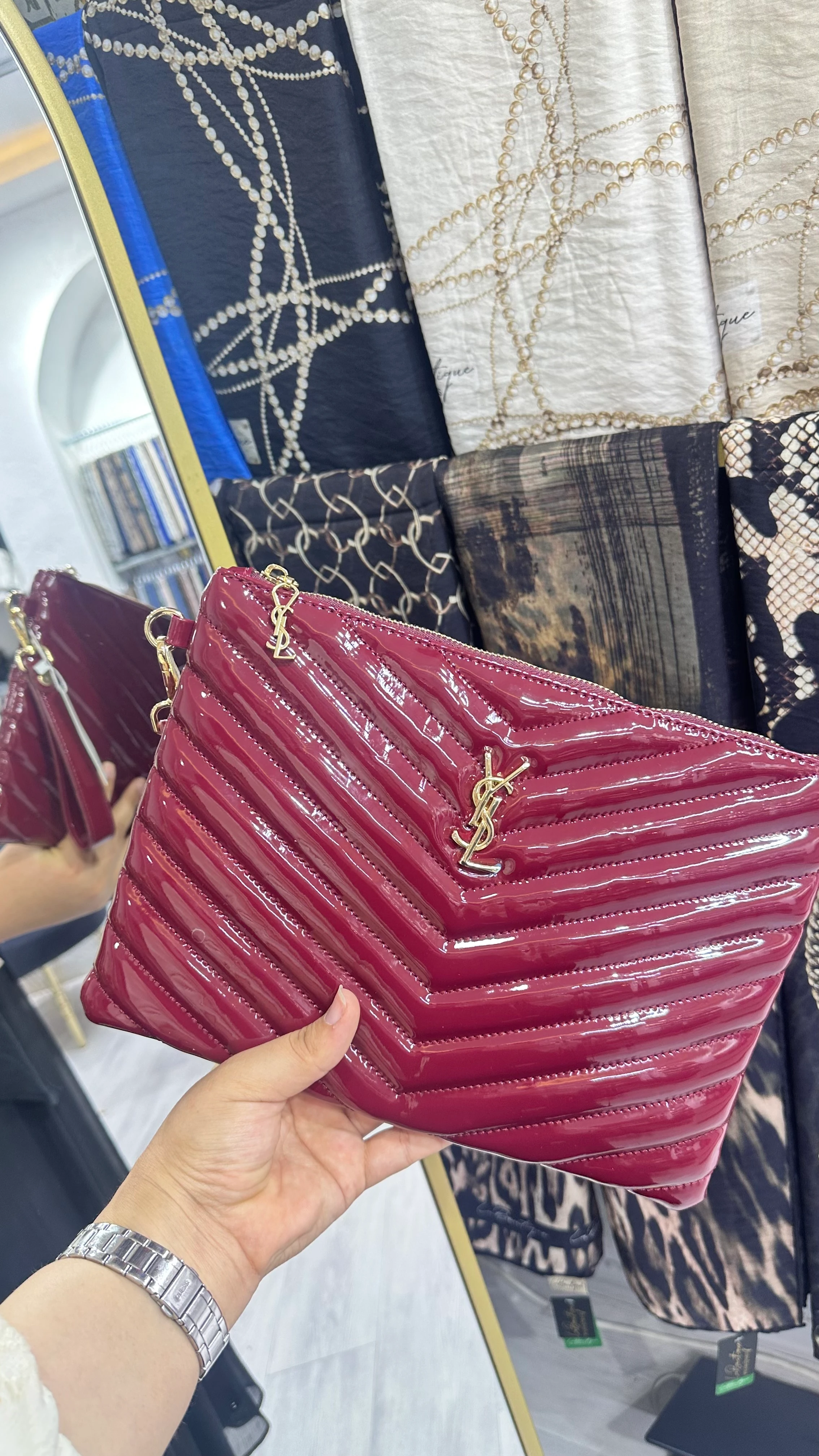 Clutch Çanta Rugan Bordo 