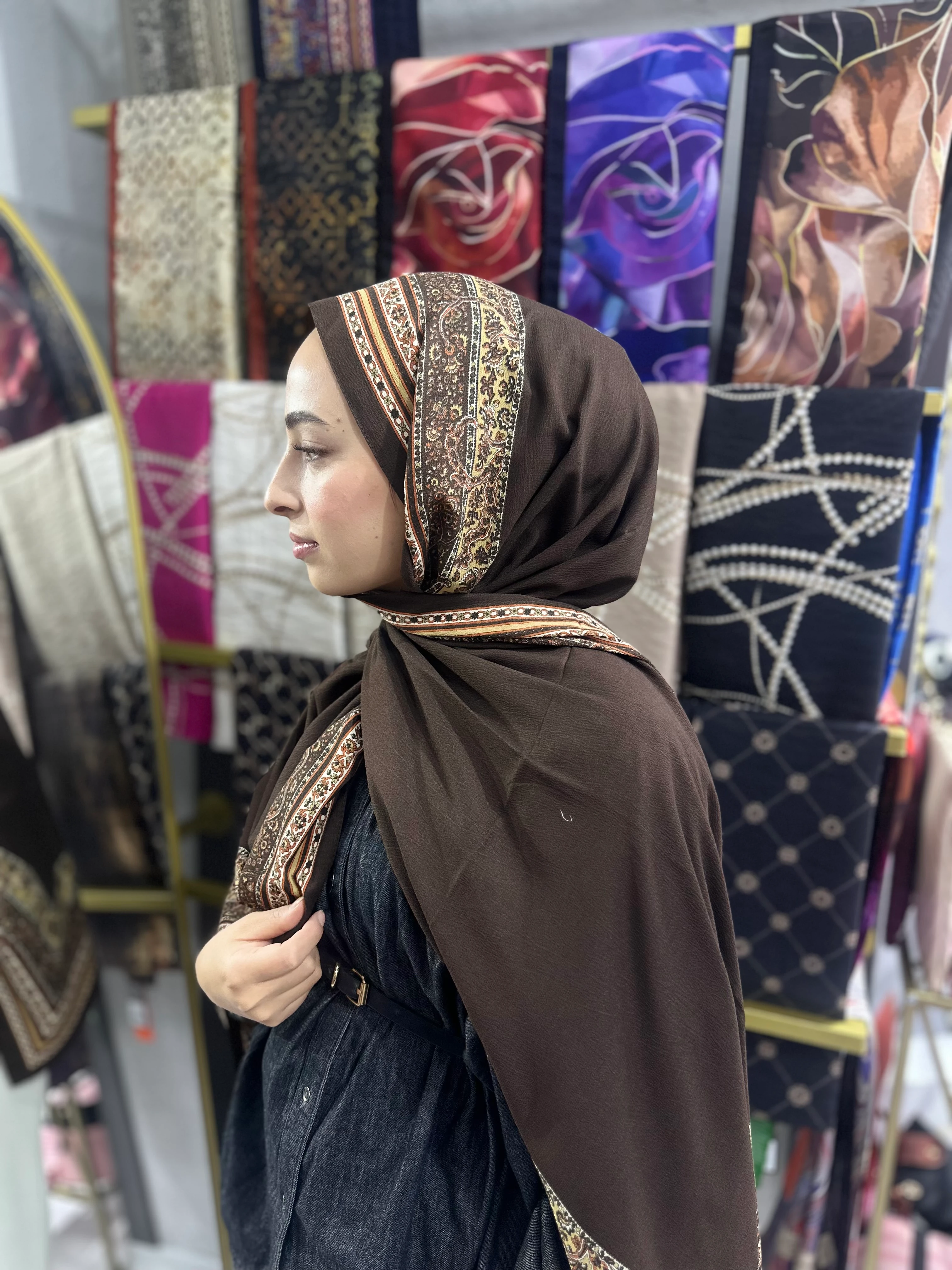 İthal Mio Kumlu Pamuk Şal Acı Kahve 