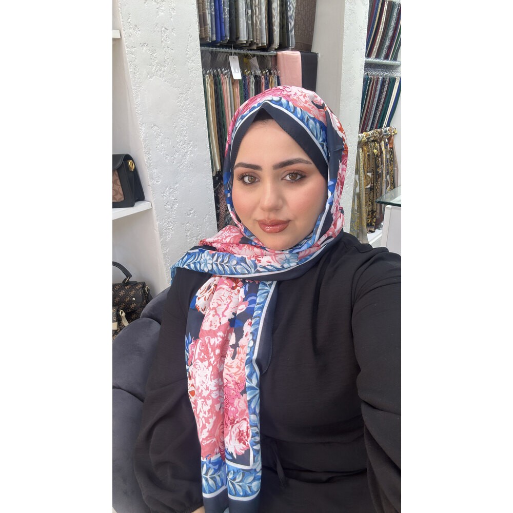 İpekseli Floral Desen Pamuk İpek Şal