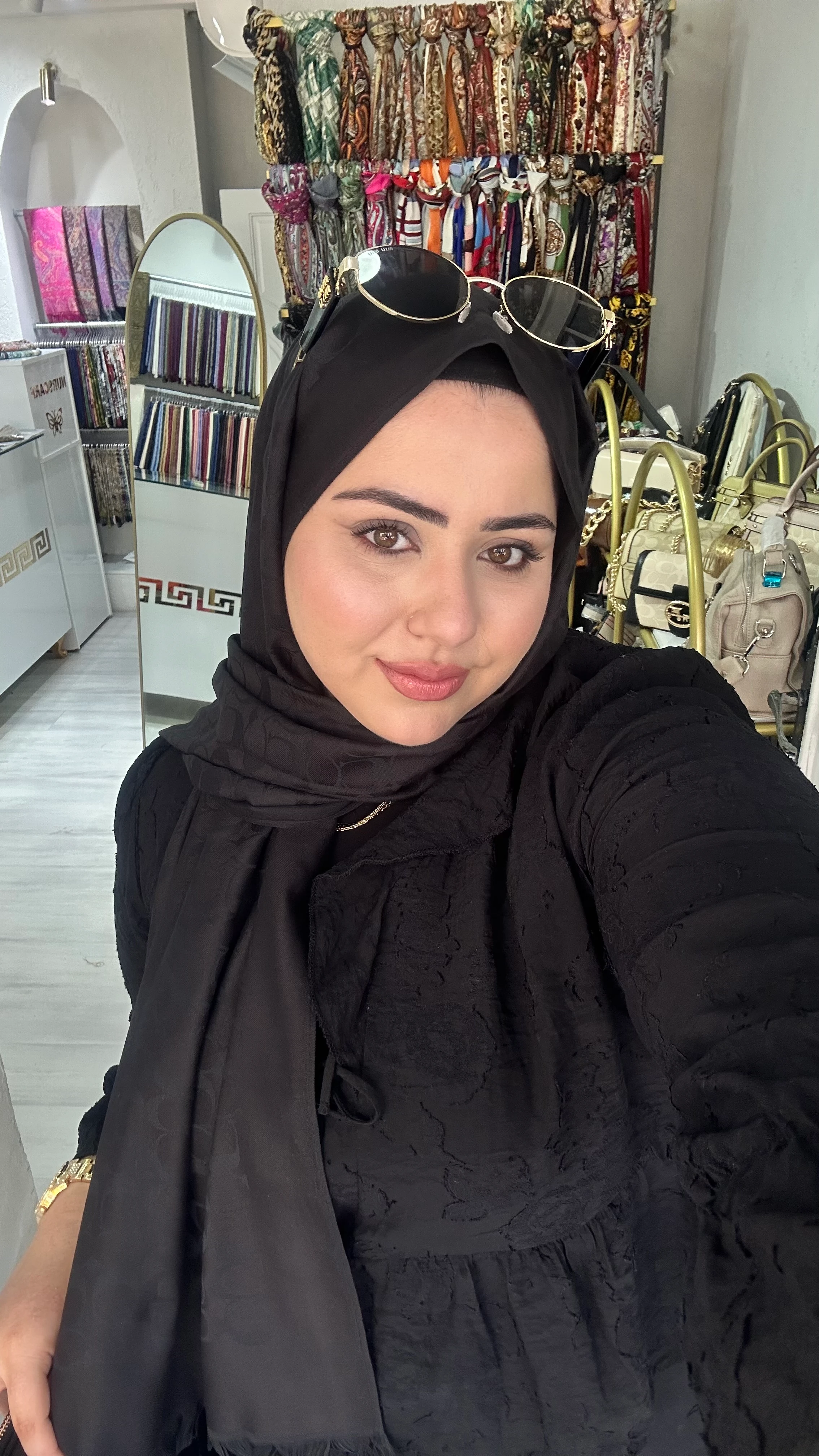 C Desen Yün İpek Şal Siyah 