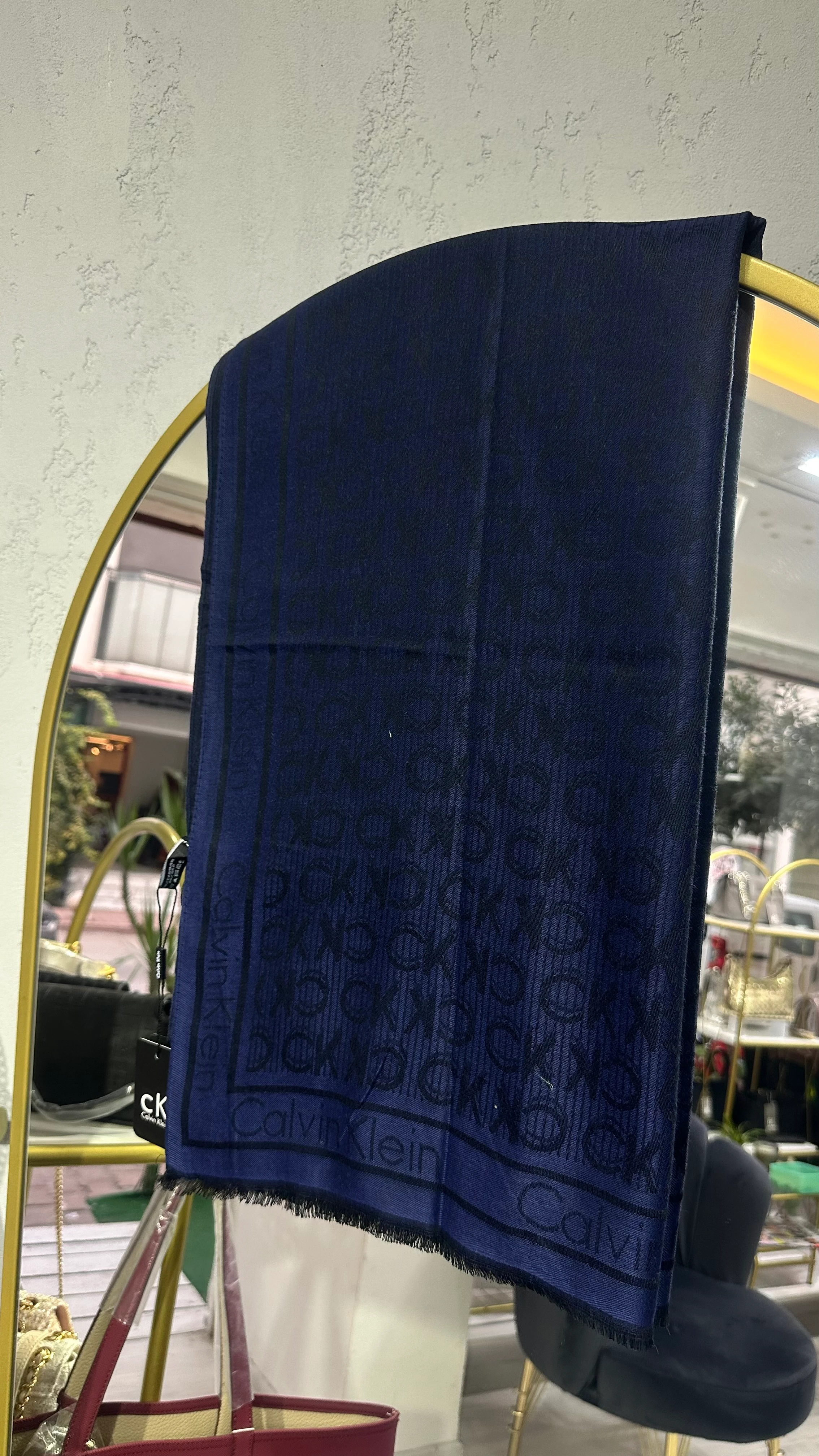 Ck İthal Yün Pamuk Şal Lacivert