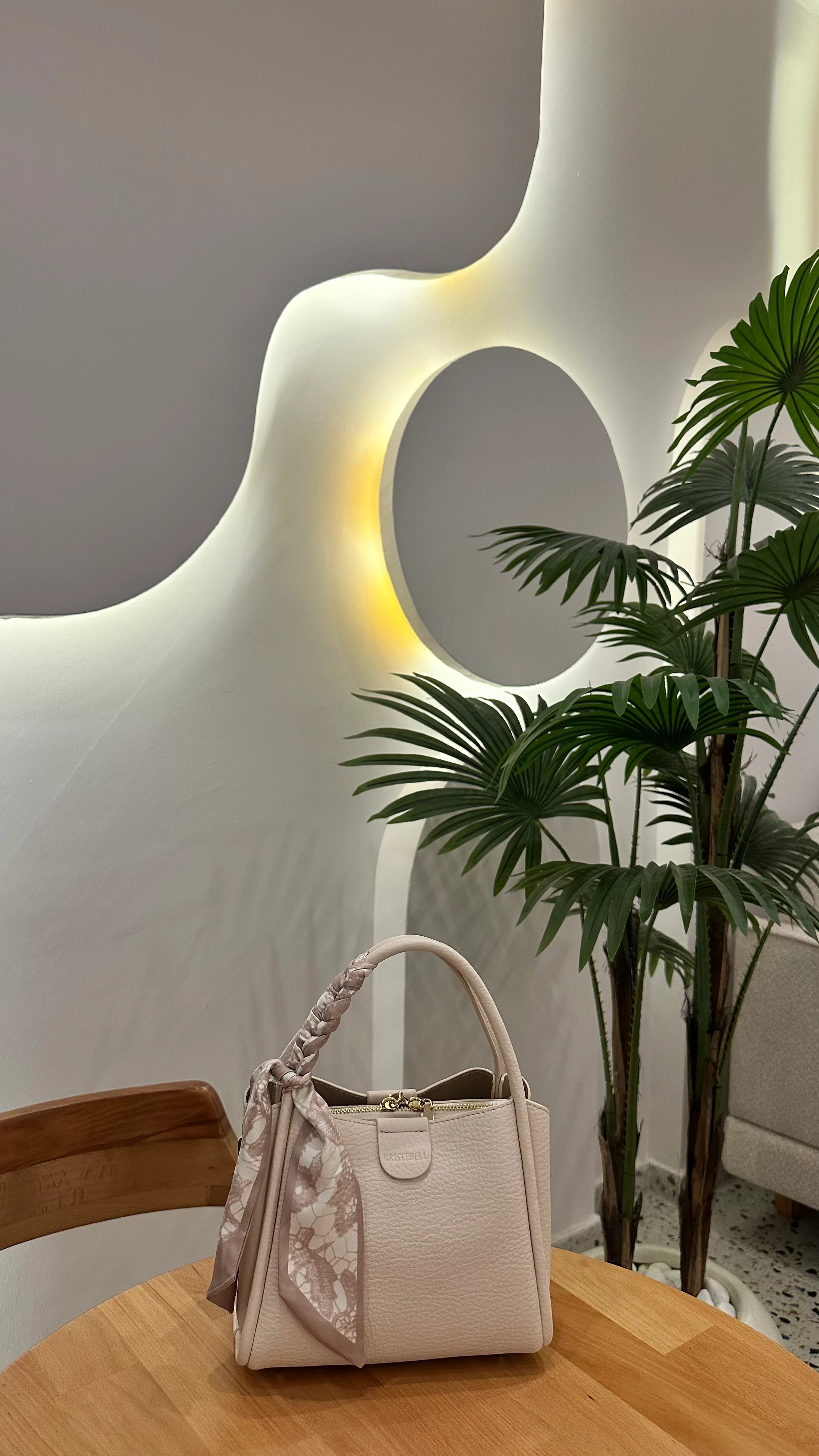 İthal Fular Detaylı Çanta Ekru 