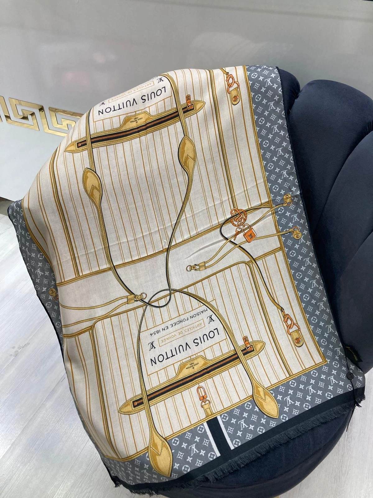 LV İthal Yün Kaşmir Şal Gri/Bej