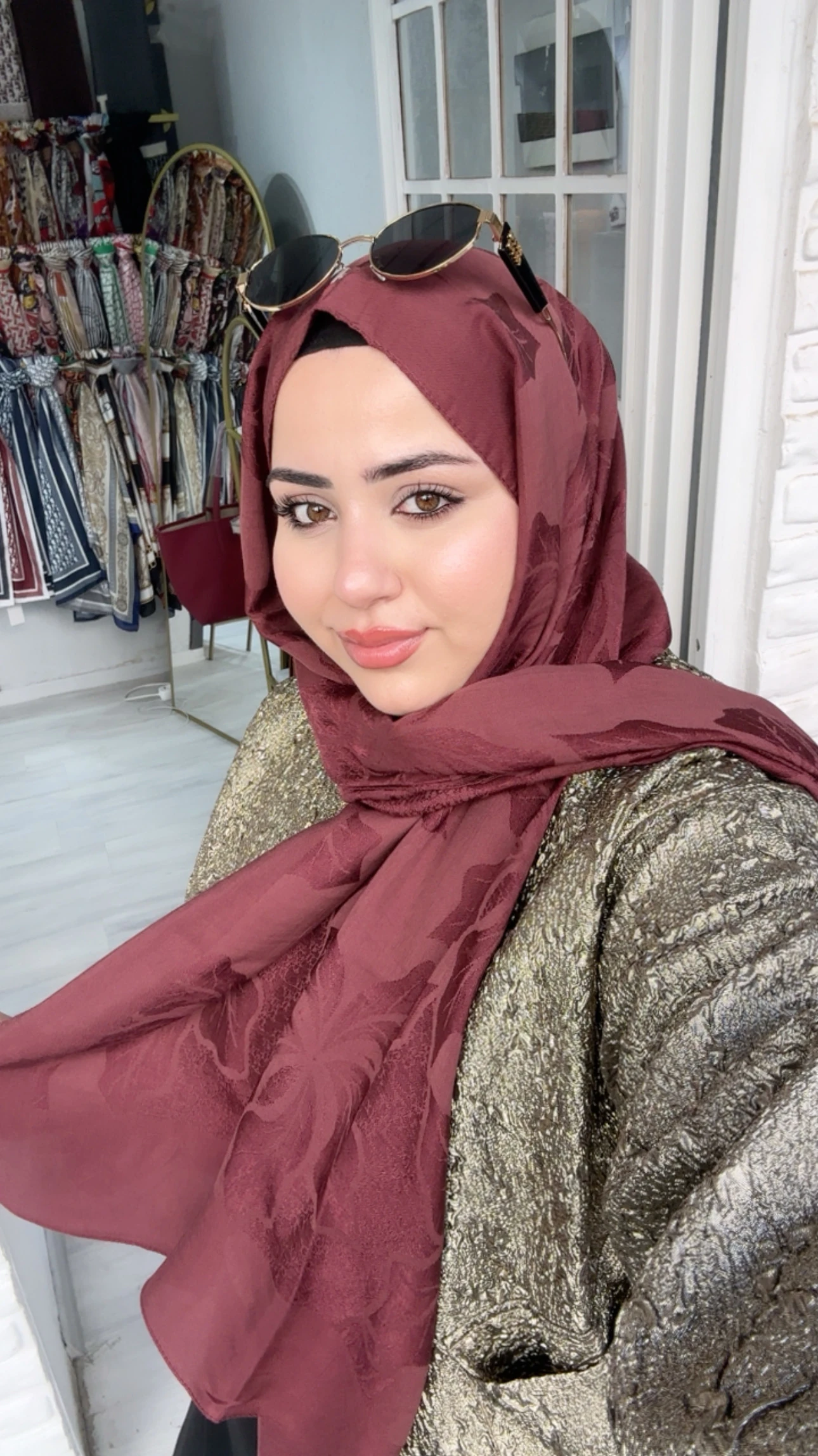 Noura Naia Pamuk Adel Şal Bordo 