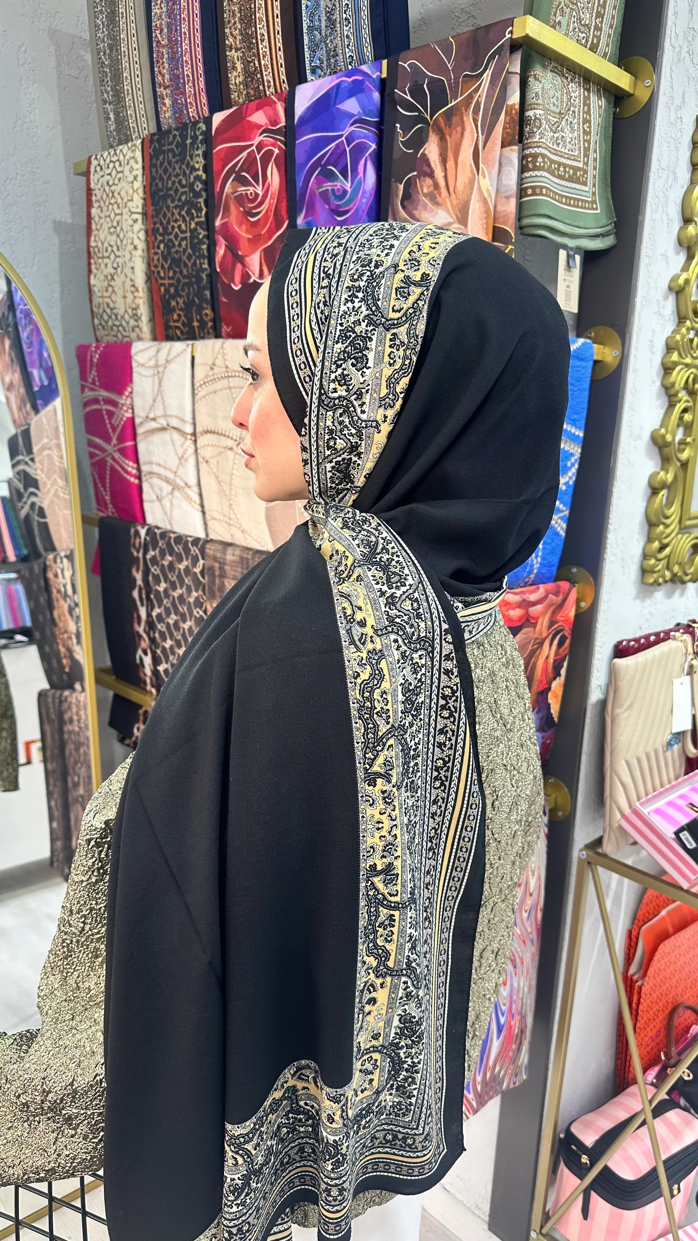 İthal Mio Kumlu Pamuk Şal Siyah 