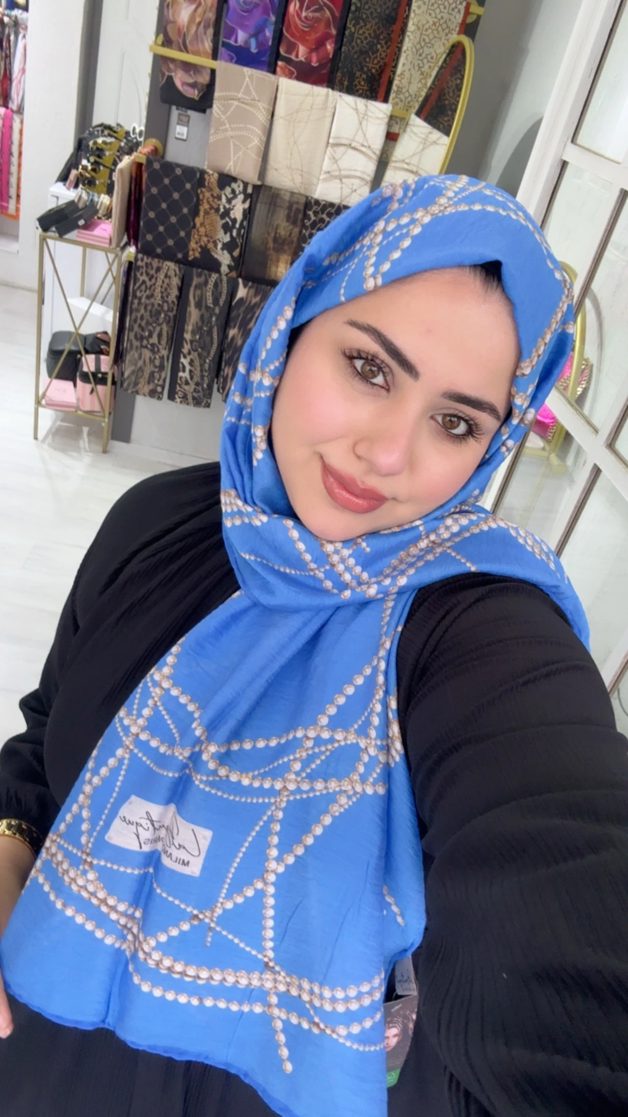 İnci Zincir Güz Şal Mavi