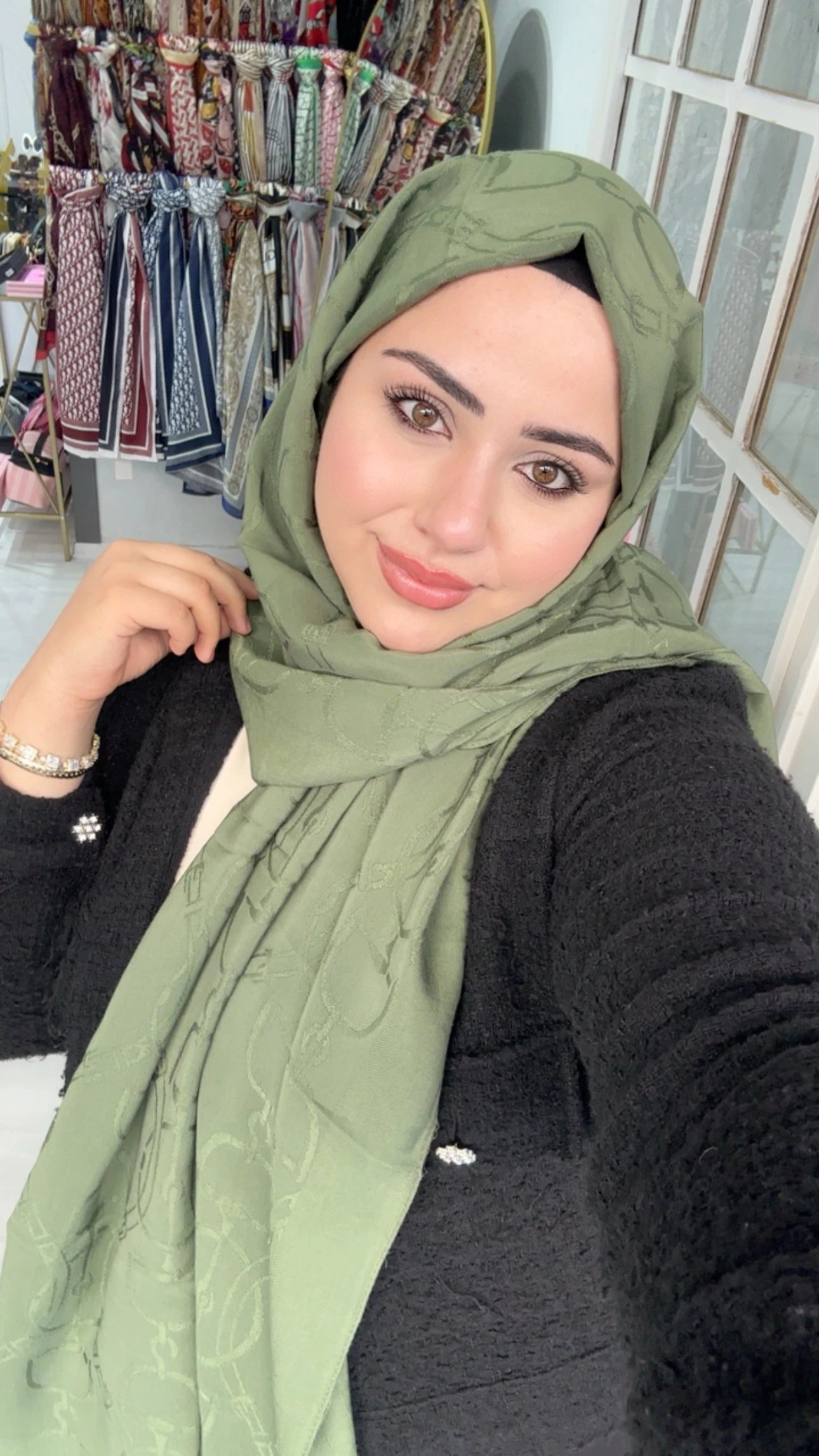 Noura Naia Pamuk Maria Şal Küf Yeşili 