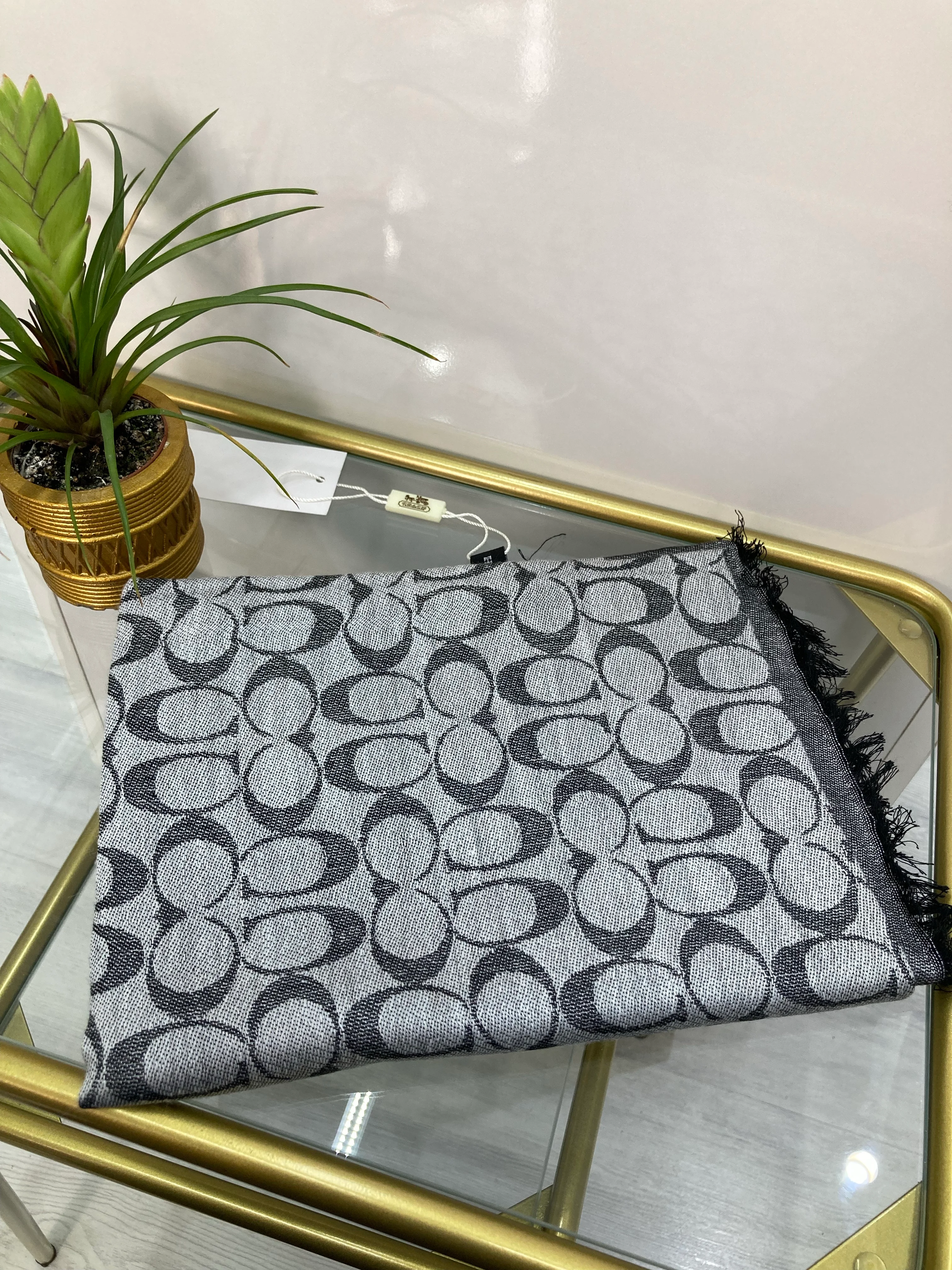 C Desen Kaşmir İpek Şal Gri