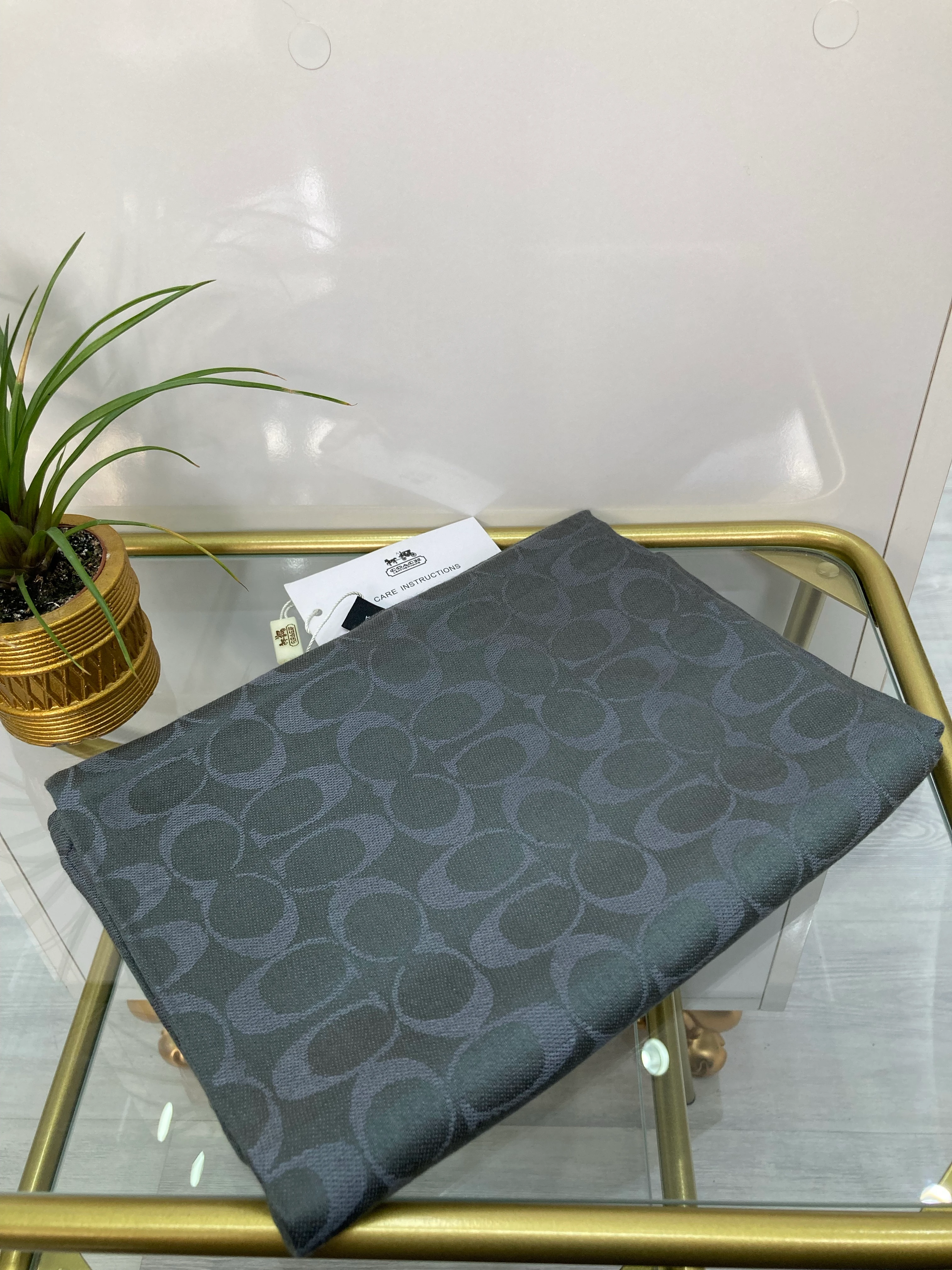 C Desen Kaşmir İpek Şal Füme