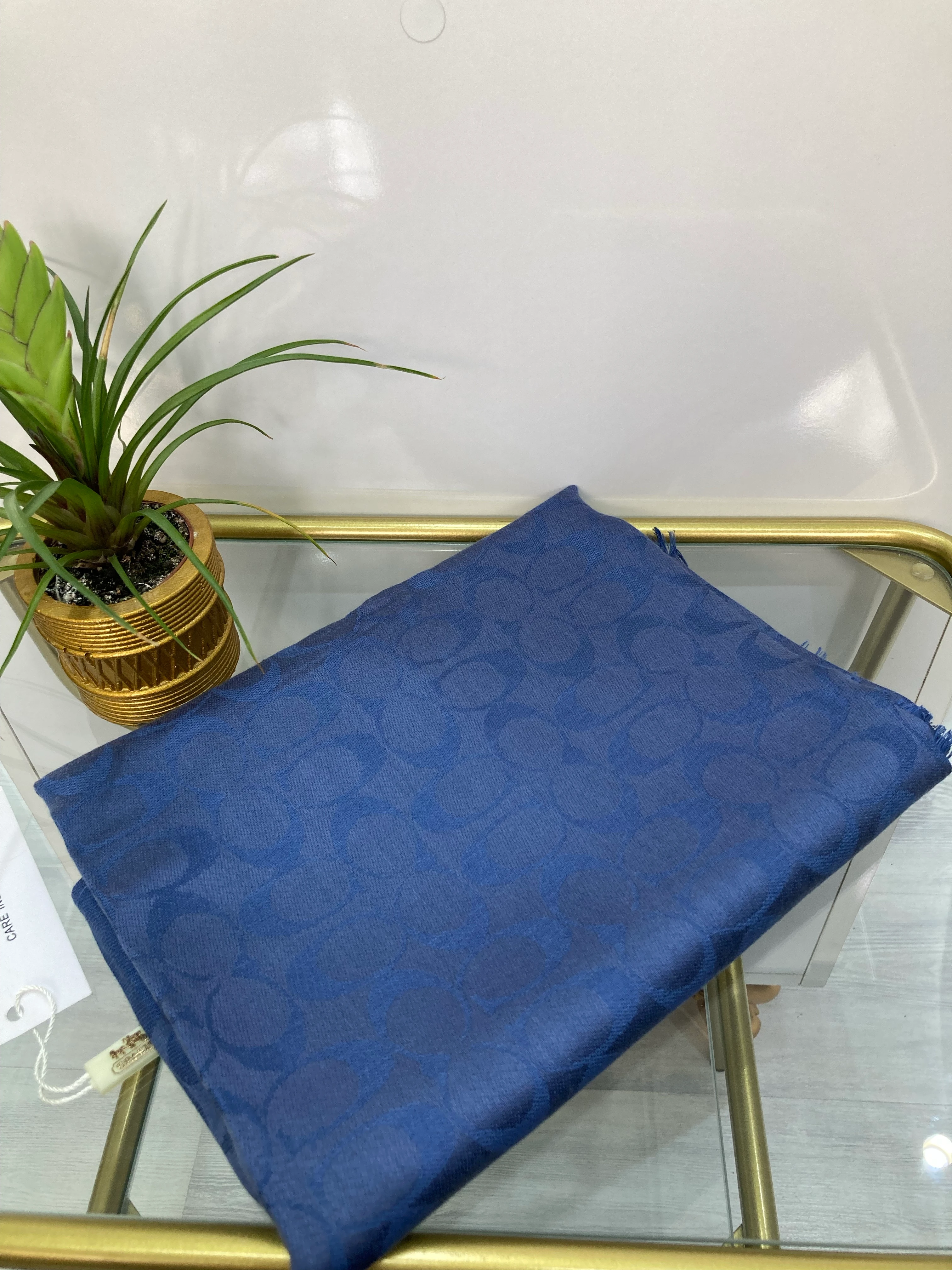 C Desen Kaşmir İpek Şal İndigo