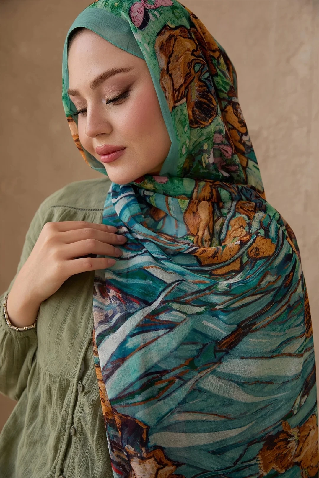 Azalea %100 Pamuk Şal Yeşil