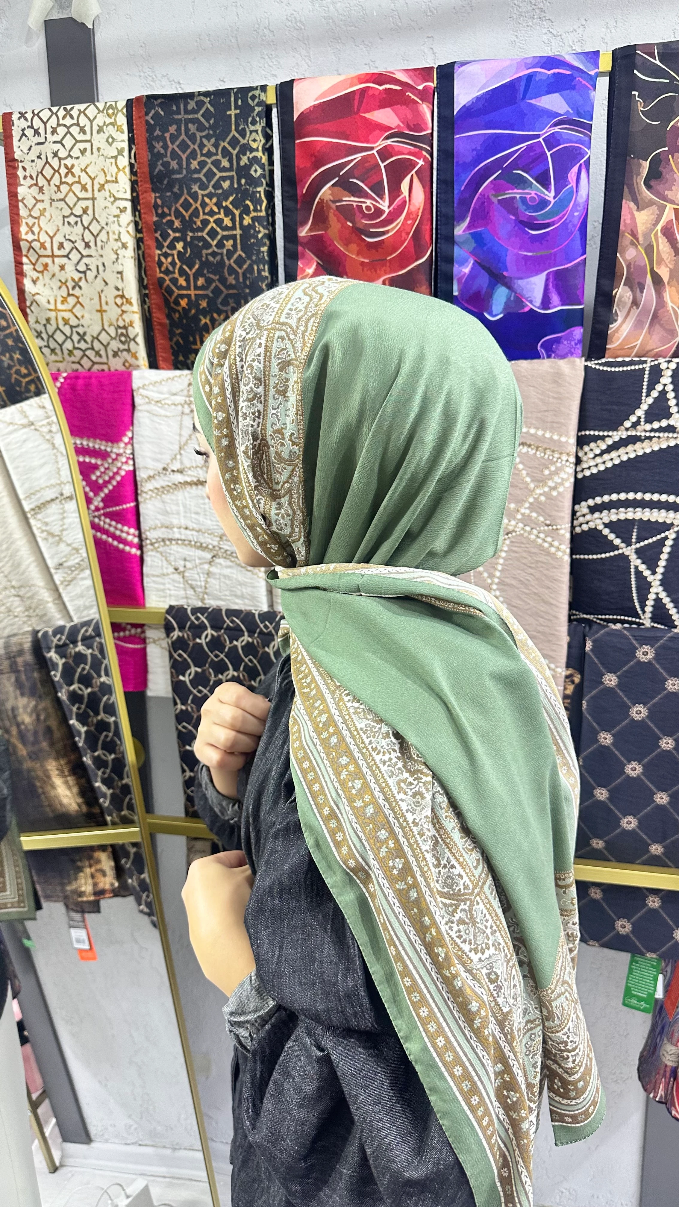 İthal Mio Kumlu Pamuk Şal Çağla Yeşili 