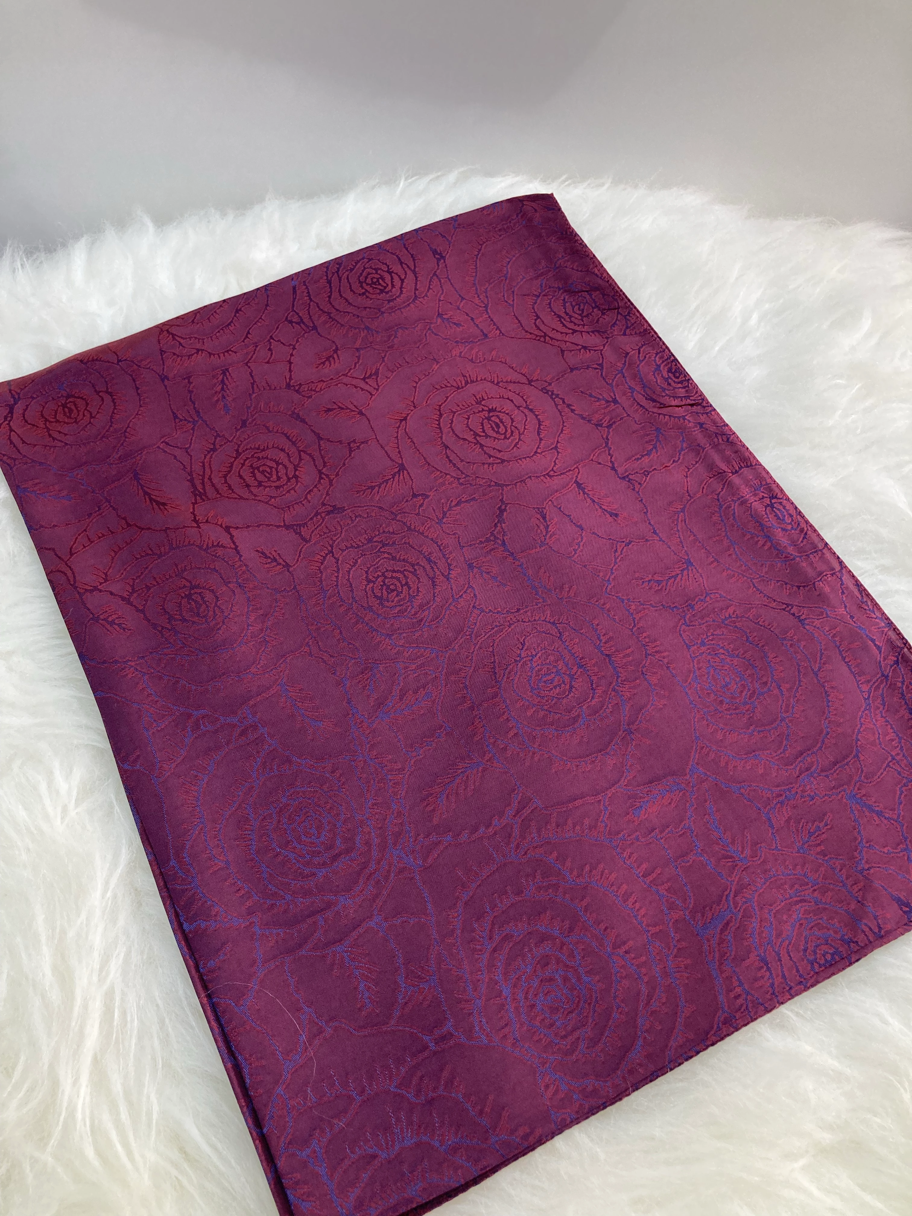 Rose İpek Dokuma Şal Bordo/Lacivert