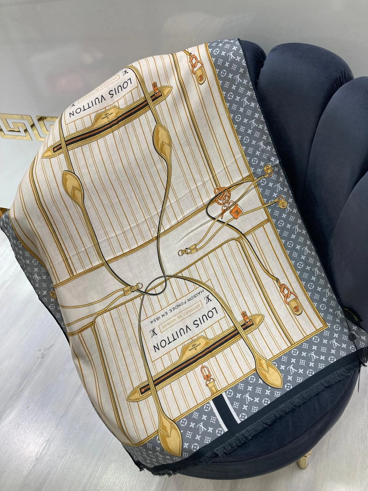 LV İthal Yün Kaşmir Şal Gri/Bej