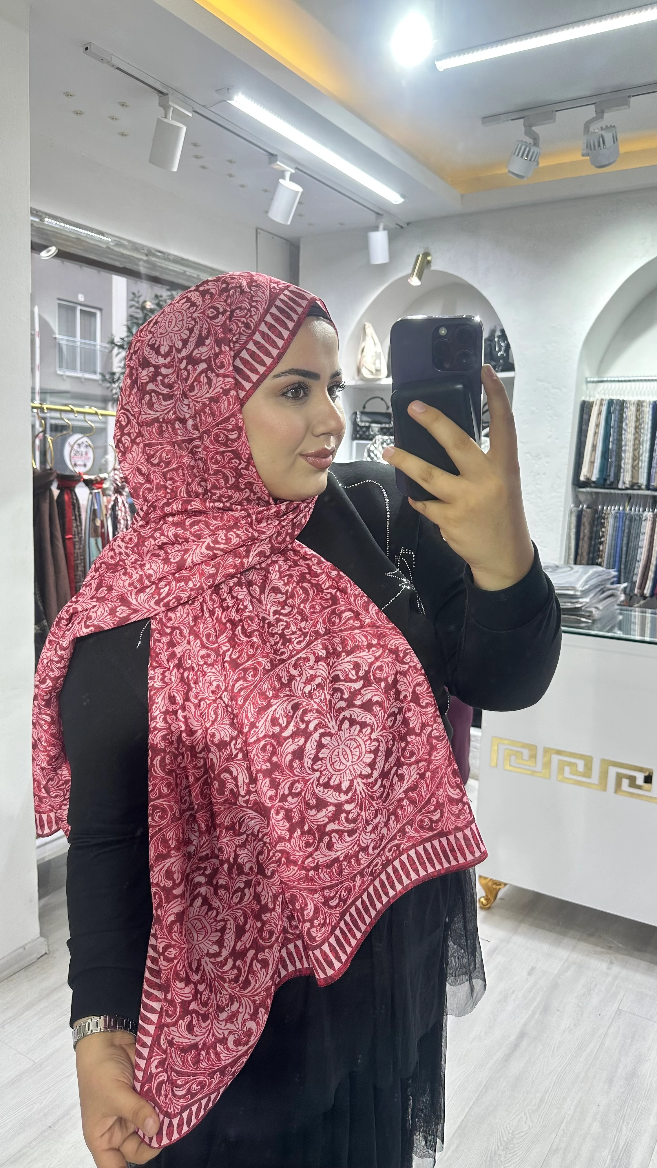 Soft Pamuk İpek Şal Kızılcık 