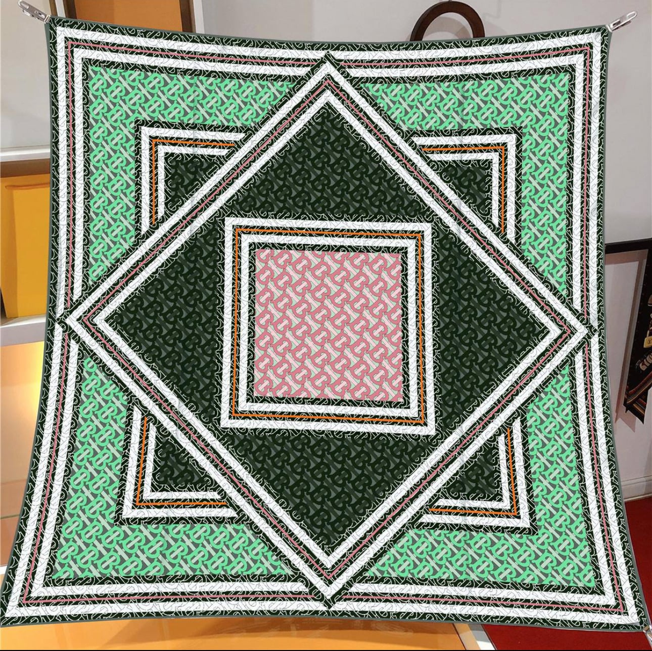 B Monogram Twill İpek Eşarp Yeşil