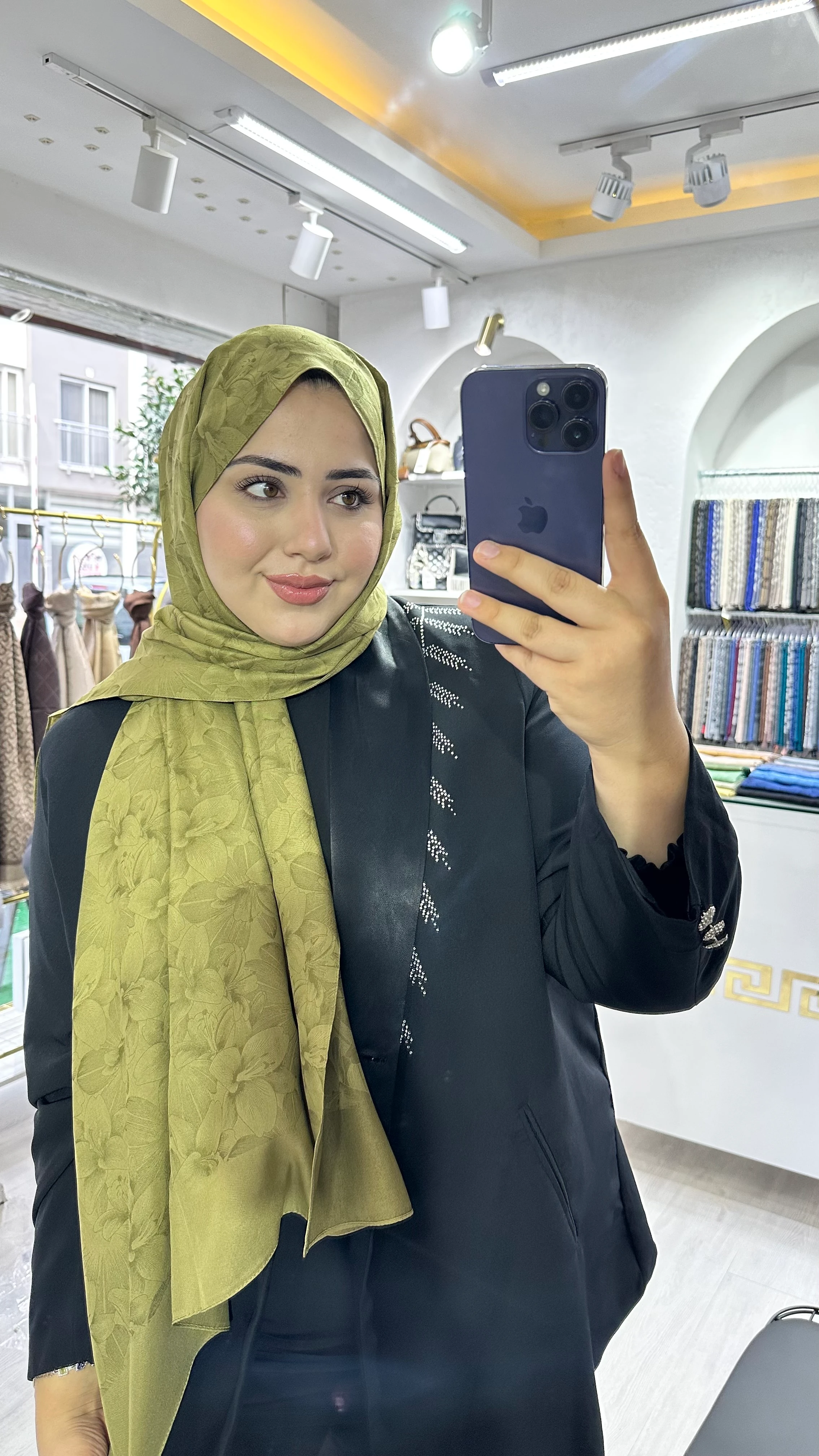 Gold Derin Viskon Şal Yağ Yeşil