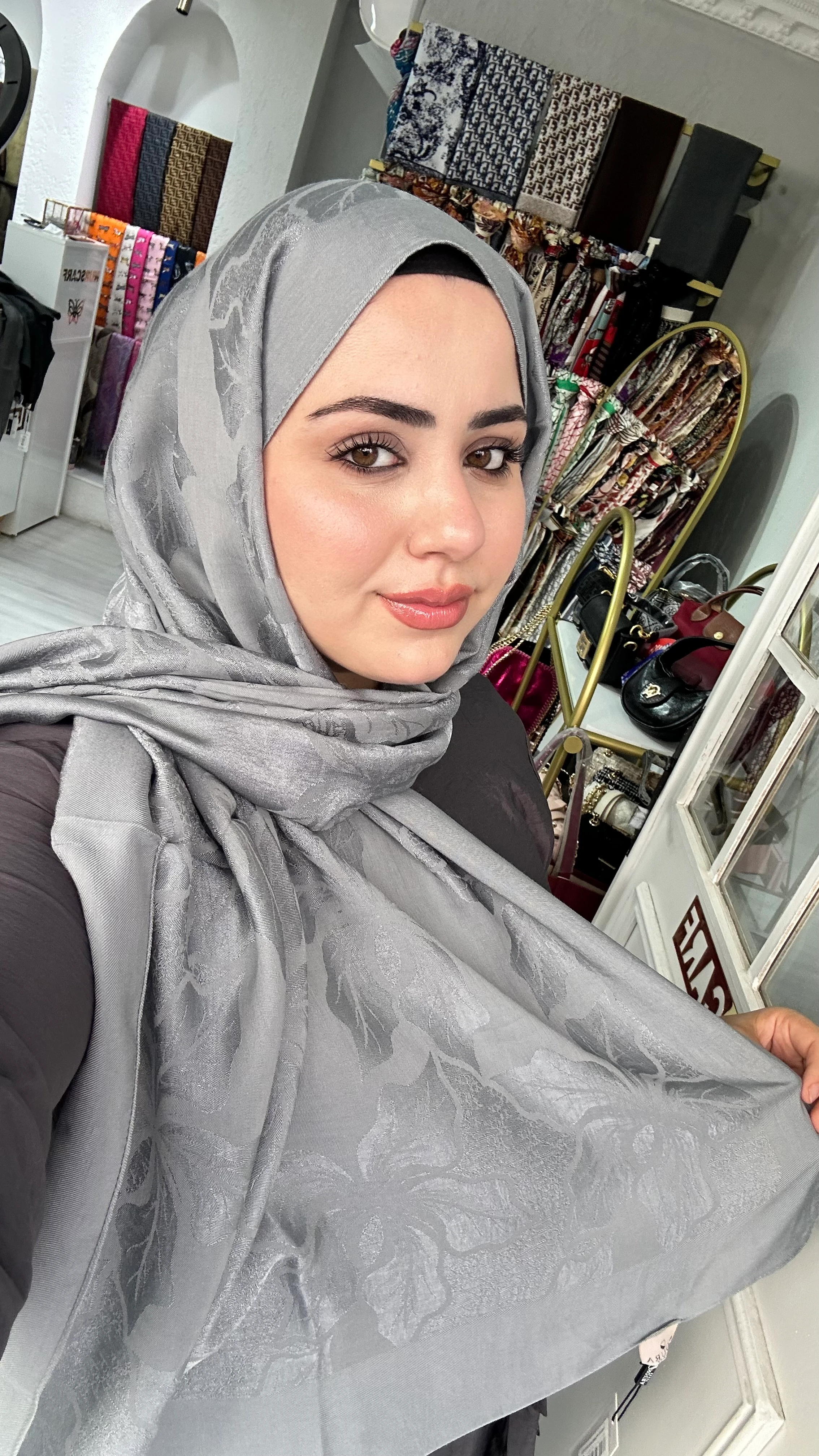 Noura Naia Pamuk Adel Şal Koyu Gri 