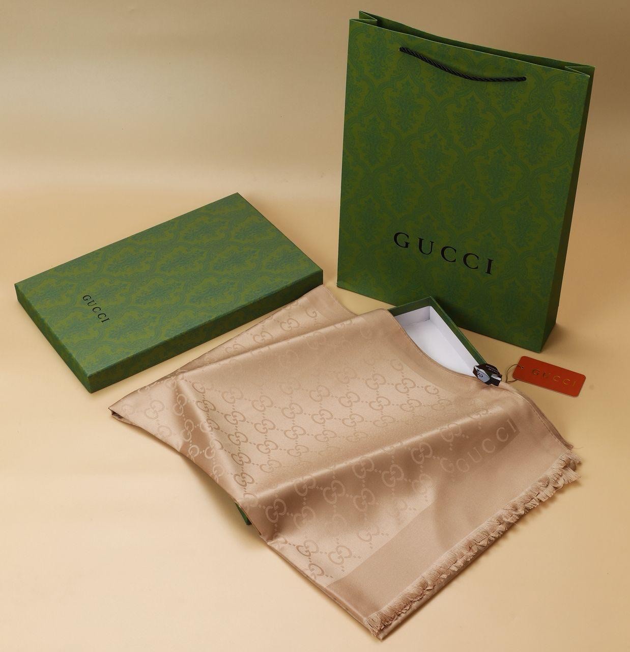 G Monogram Desen Pamuk İpek Şal Gold