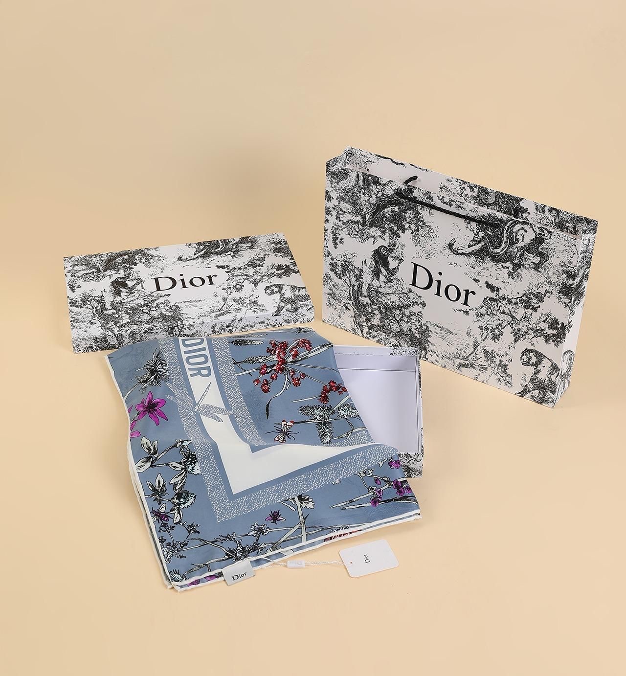 CD Bahar Esintisi Twill İpek Eşarp Mavi
