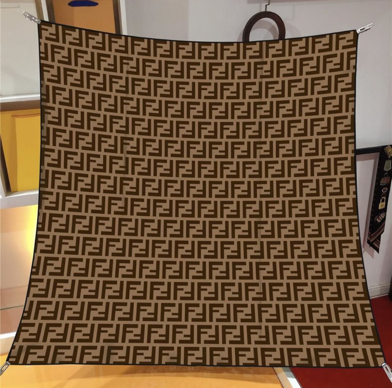 F Desen Monogram Twill İpek Eşarp