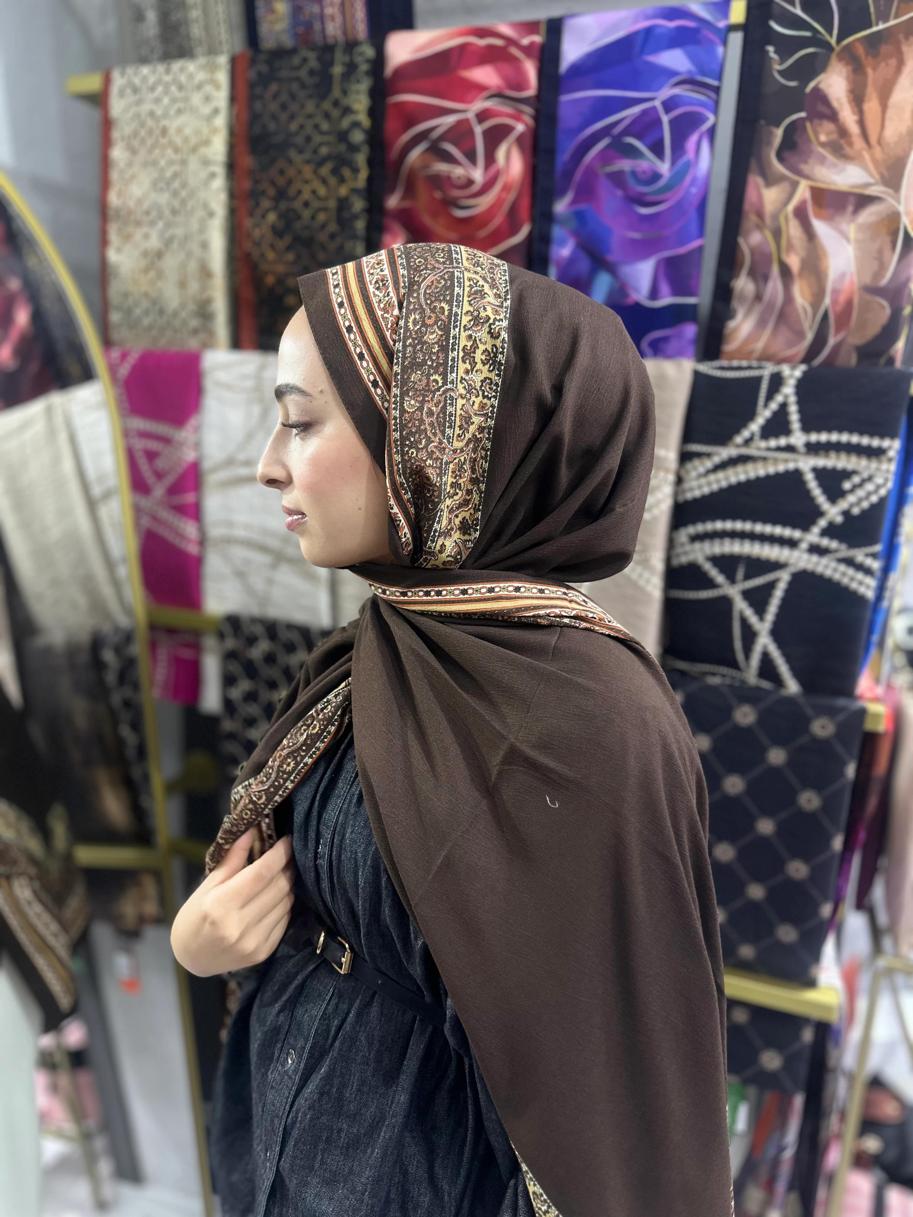 İthal Mio Kumlu Pamuk Şal Acı Kahve 