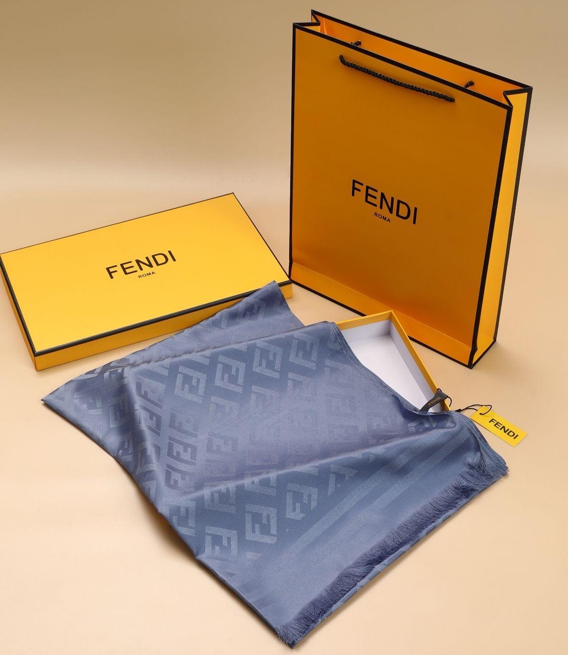F Desen Pamuk İpek Şal Mavi