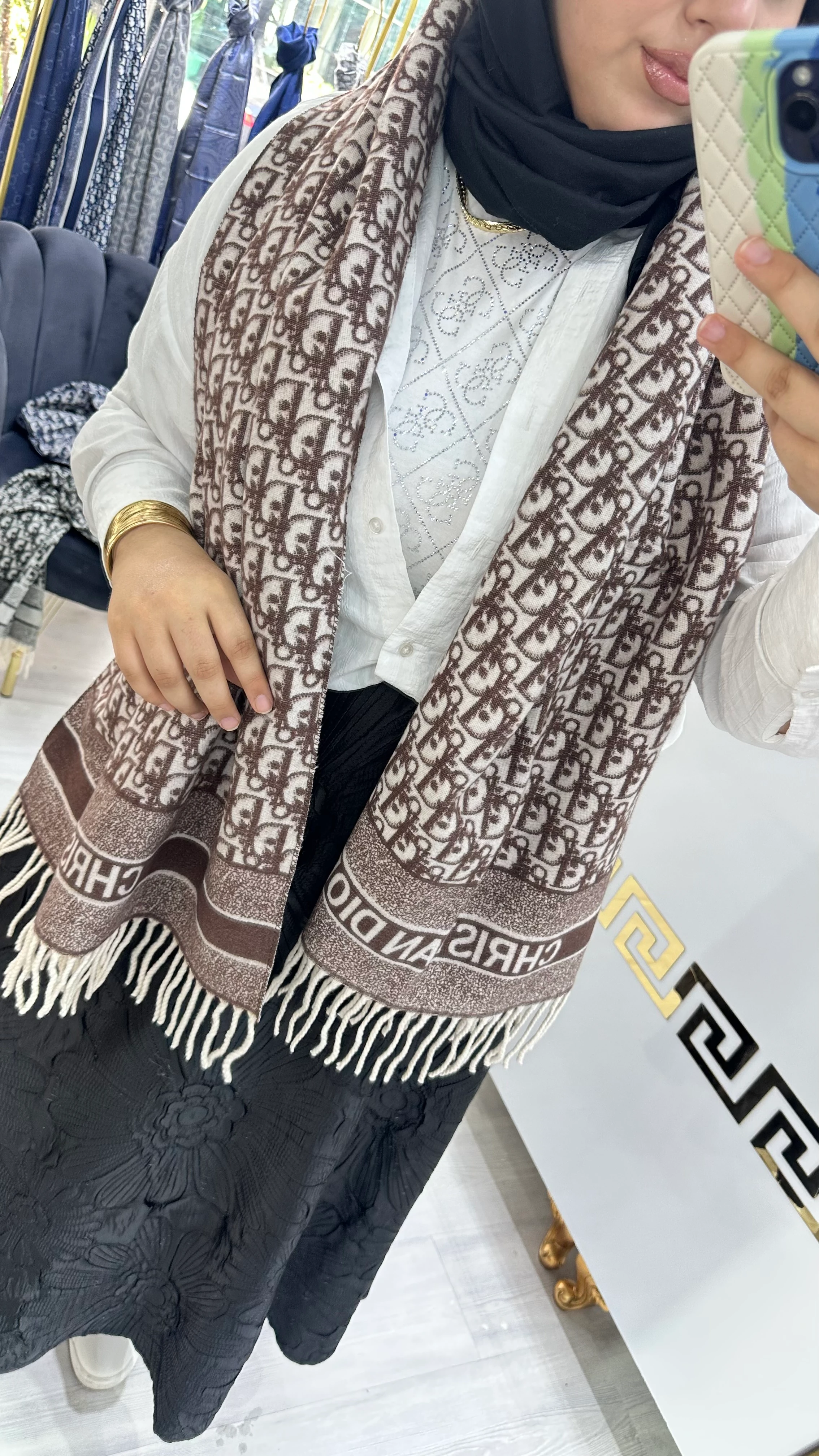 C/D Yün Omuz Şalı Kahve 